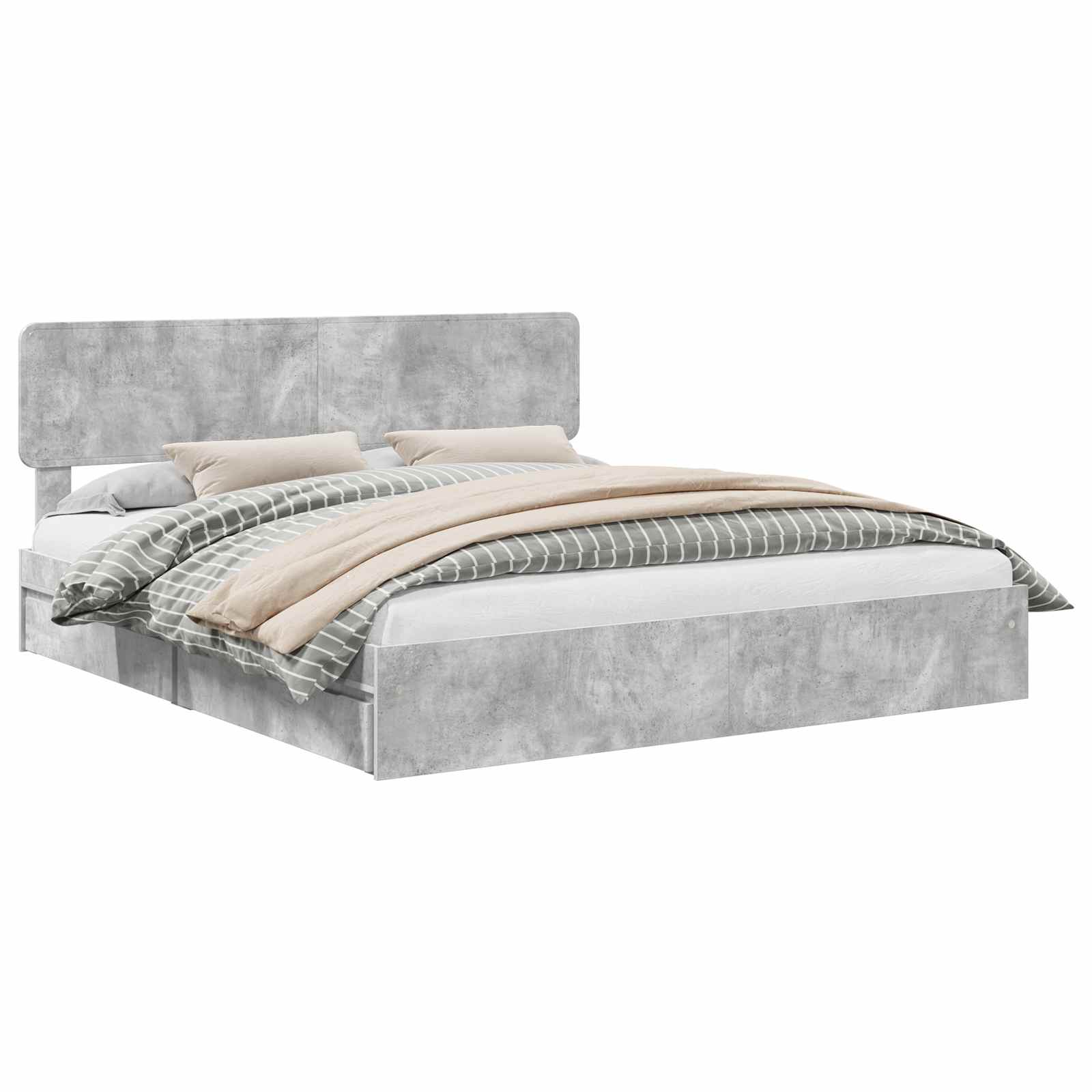 Opslag bed met hoofdeinde Beton Grijs 200 x 200 cm Bewerkt hout is nu te koop bij PeponiXL, paradijselijk wonen!
