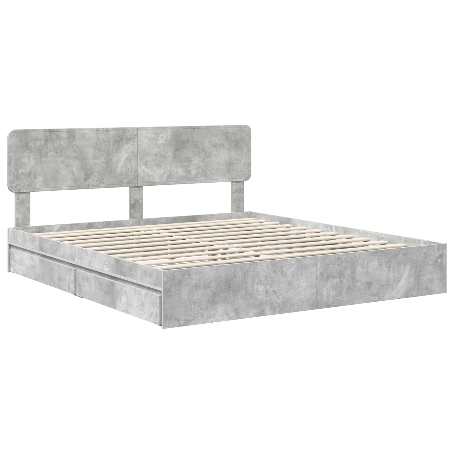Opslag bed met hoofdeinde Beton Grijs 200 x 200 cm Bewerkt hout is nu te koop bij PeponiXL, paradijselijk wonen!
