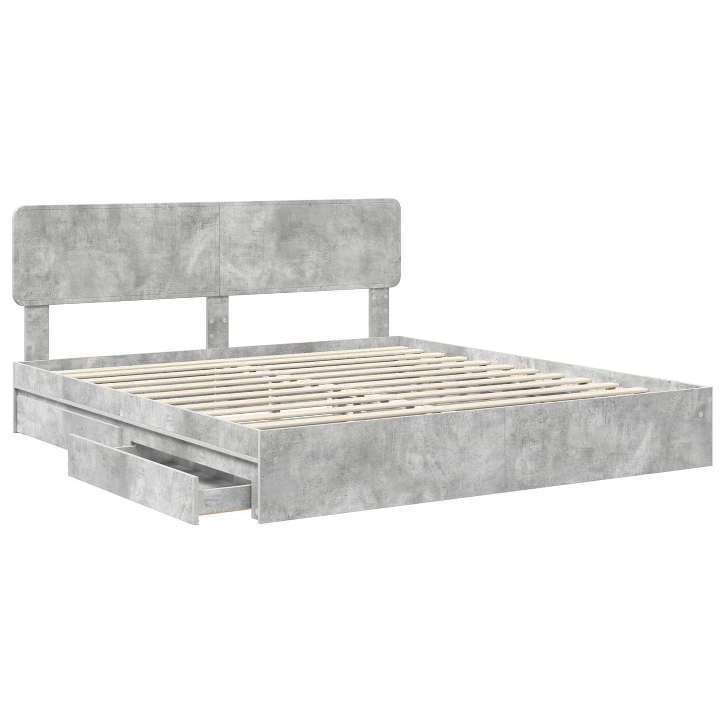 Opslag bed met hoofdeinde Beton Grijs 200 x 200 cm Bewerkt hout is nu te koop bij PeponiXL, paradijselijk wonen!
