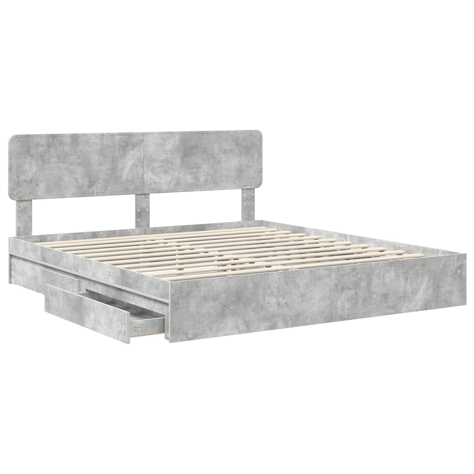 Opslag bed met hoofdeinde Beton Grijs 200 x 200 cm Bewerkt hout is nu te koop bij PeponiXL, paradijselijk wonen!