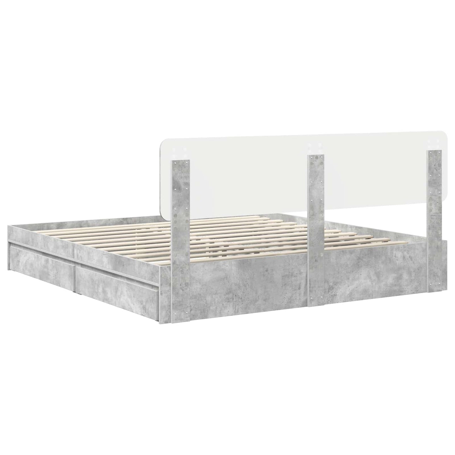 Opslag bed met hoofdeinde Beton Grijs 200 x 200 cm Bewerkt hout is nu te koop bij PeponiXL, paradijselijk wonen!