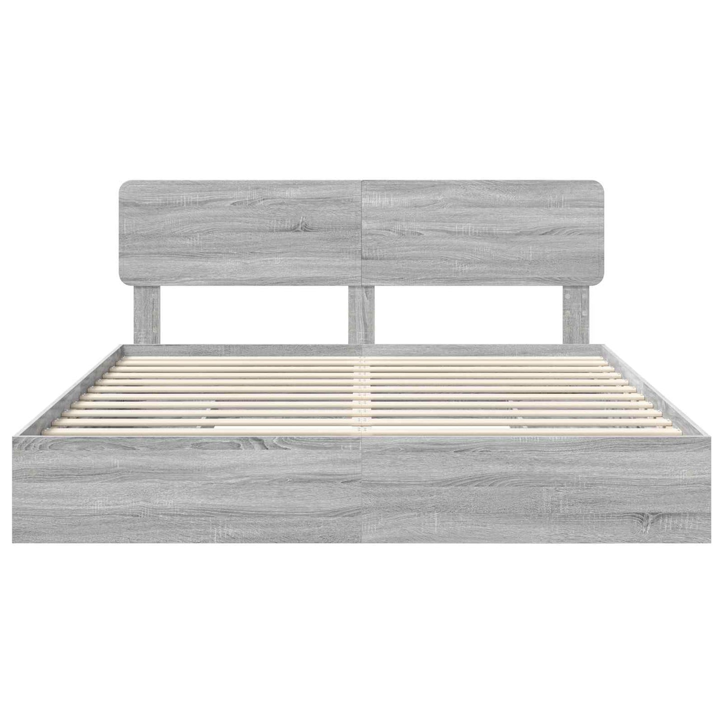 Opslag bed met lade Grijs Sonoma 200 x 200 cm Bewerkt hout is nu te koop bij PeponiXL, paradijselijk wonen!