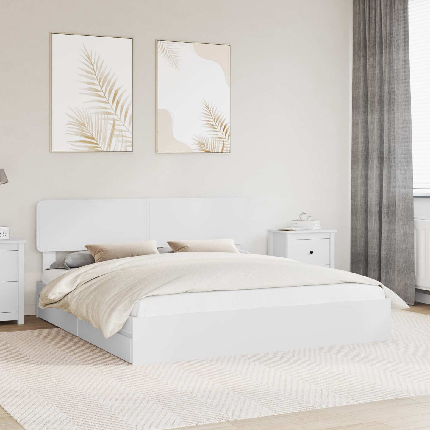 Opslag bed met hoofdeinde Wit 180 x 200 cm Bewerkt hout is nu te koop bij PeponiXL, paradijselijk wonen!