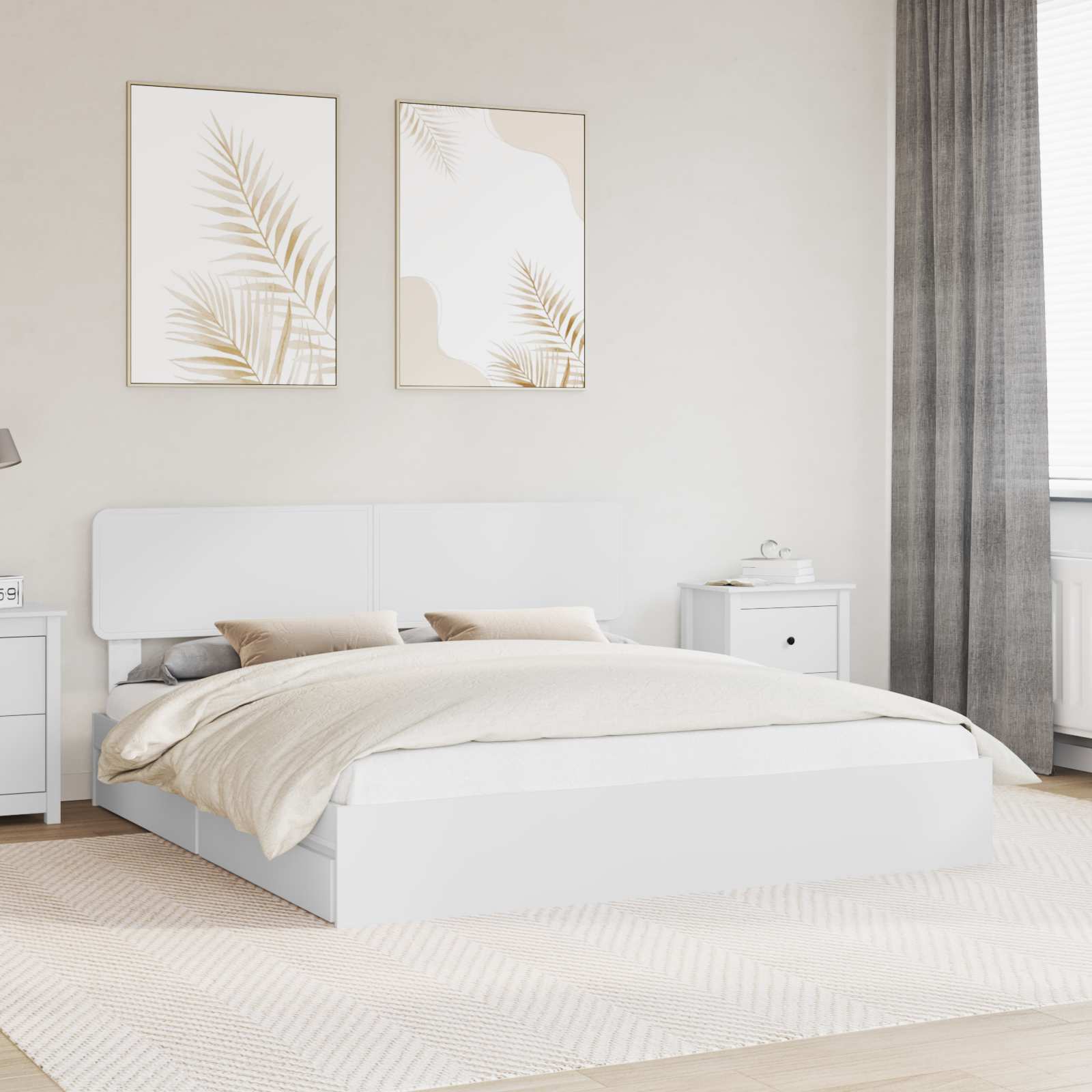 Opslag bed met hoofdeinde Wit 180 x 200 cm Bewerkt hout is nu te koop bij PeponiXL, paradijselijk wonen!