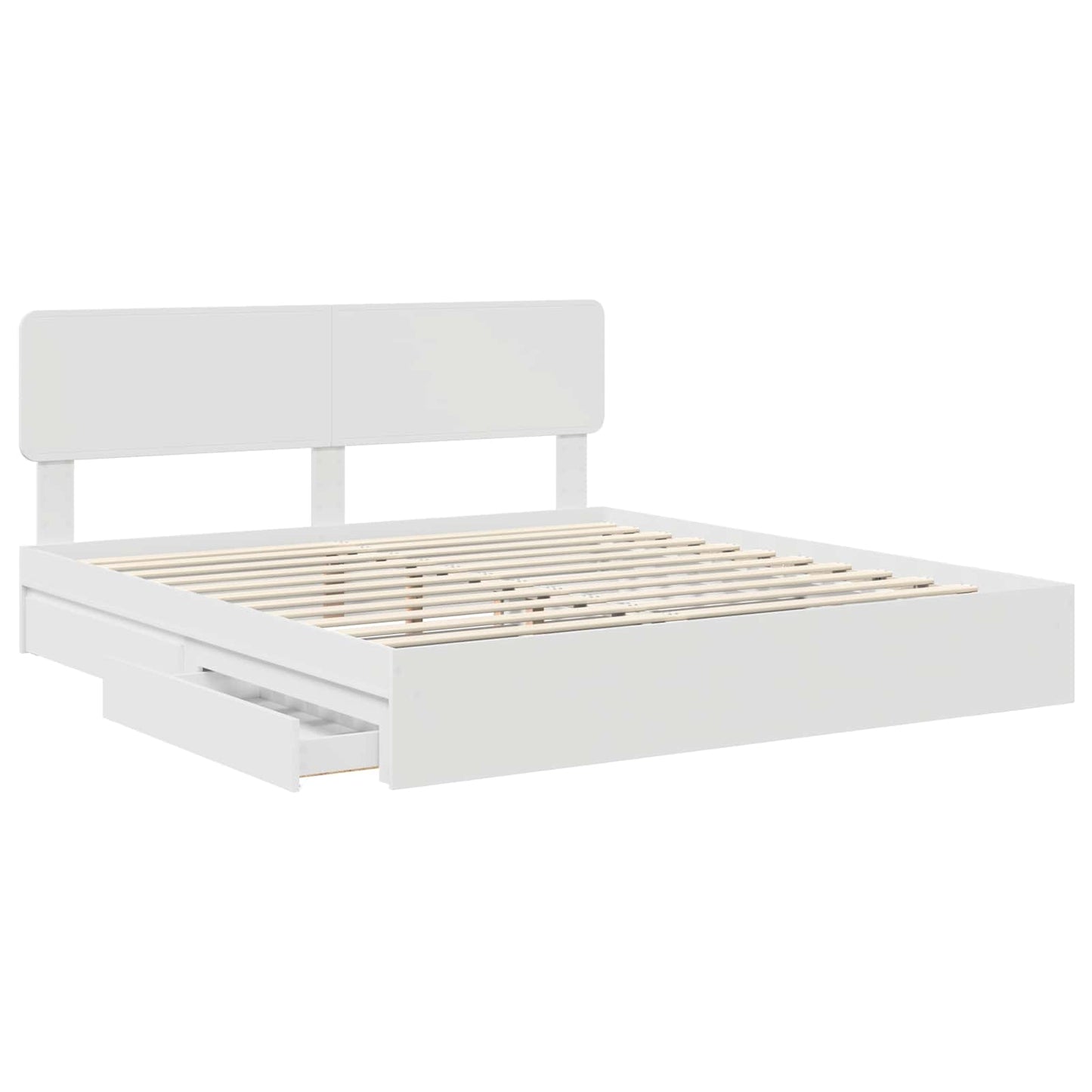 Opslag bed met hoofdeinde Wit 180 x 200 cm Bewerkt hout is nu te koop bij PeponiXL, paradijselijk wonen!