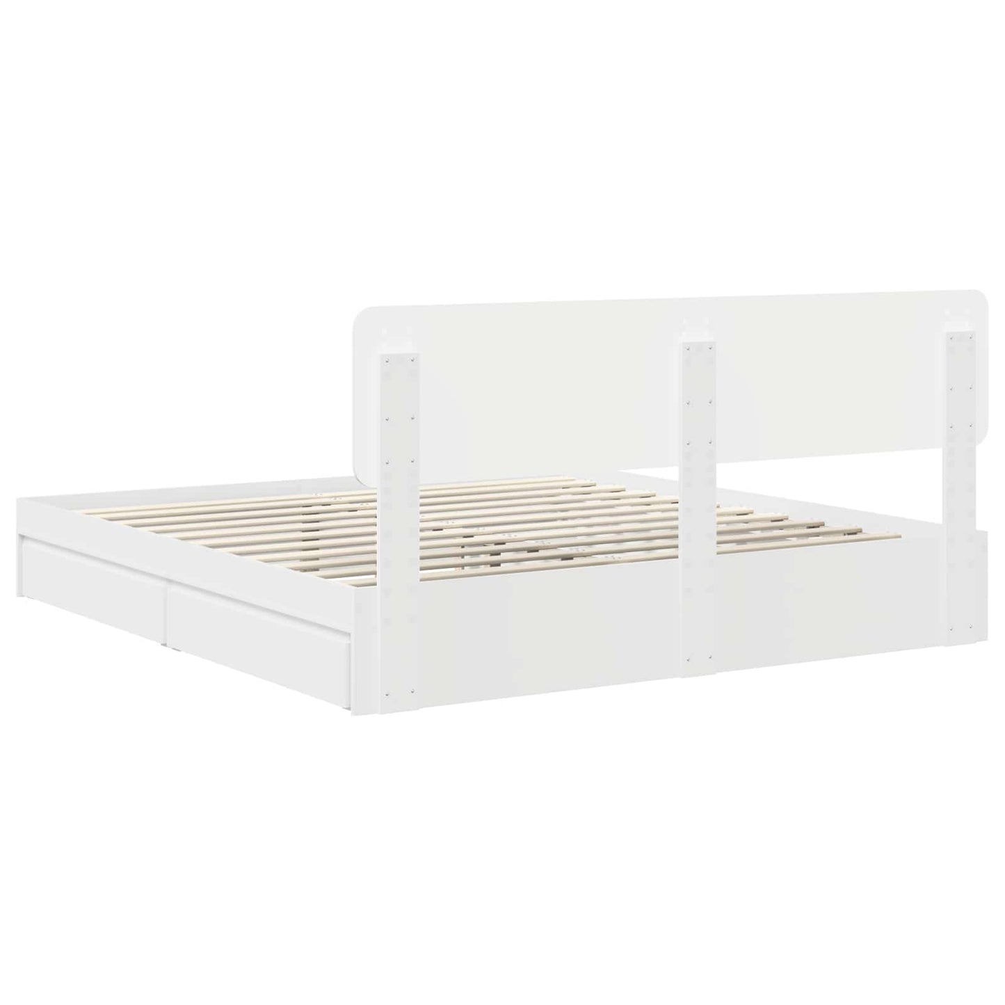 Opslag bed met hoofdeinde Wit 180 x 200 cm Bewerkt hout is nu te koop bij PeponiXL, paradijselijk wonen!
