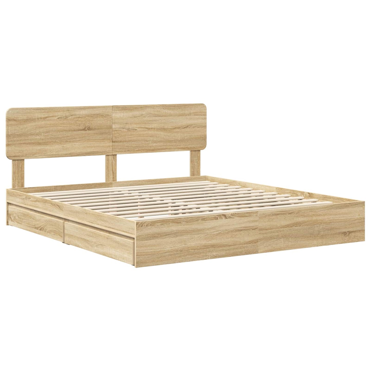 Opslag bed met lade Sonoma Eiken 180 x 200 cm Bewerkt hout is nu te koop bij PeponiXL, paradijselijk wonen!