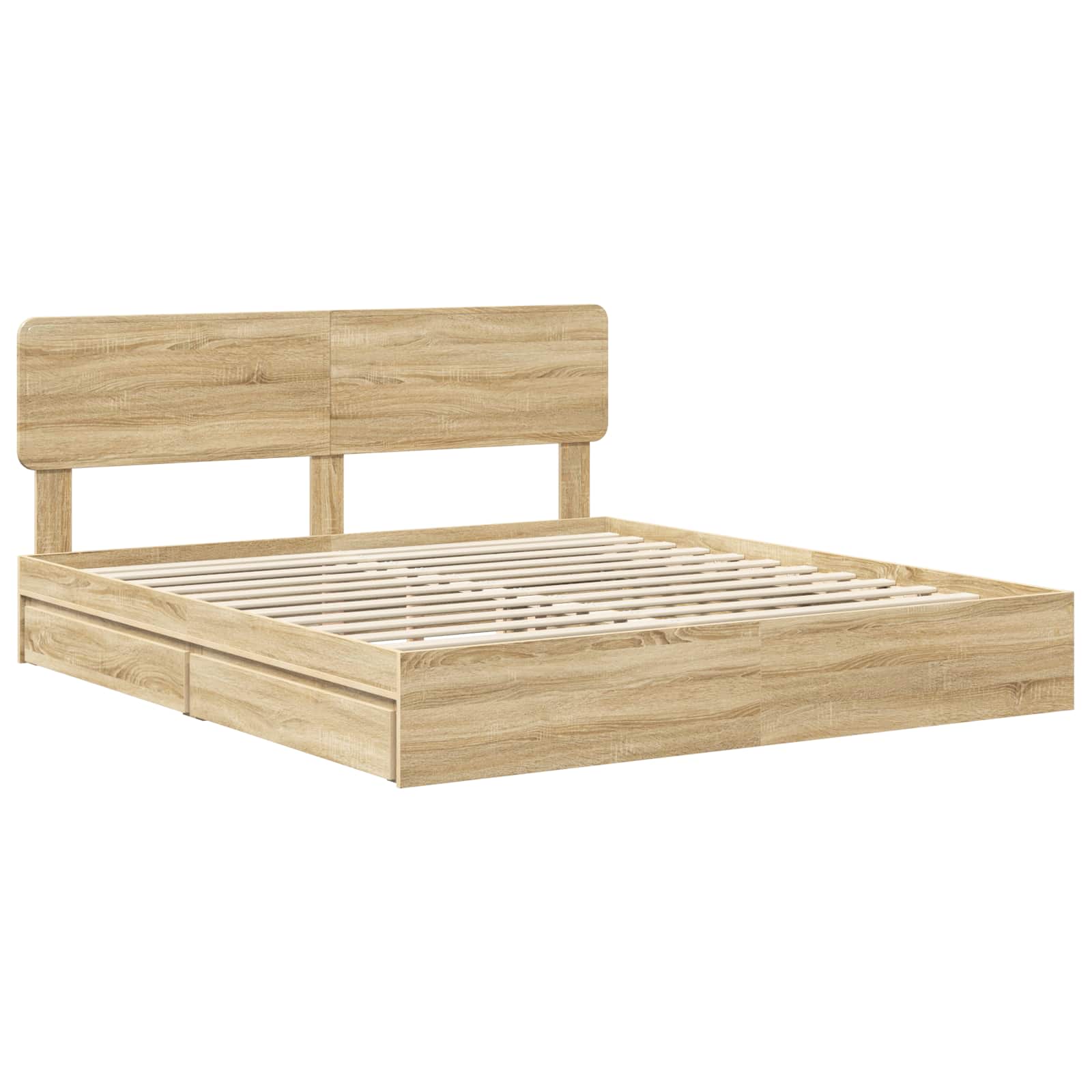 Opslag bed met lade Sonoma Eiken 180 x 200 cm Bewerkt hout is nu te koop bij PeponiXL, paradijselijk wonen!