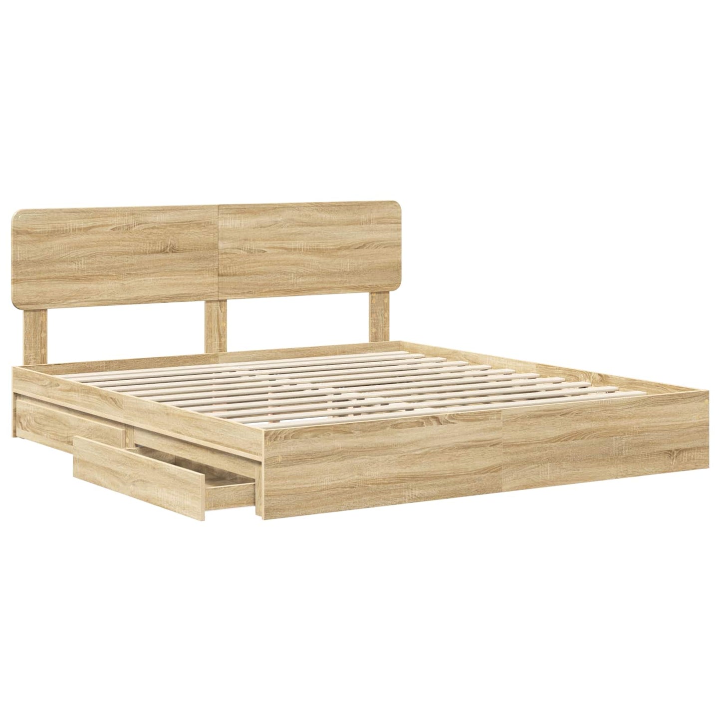 Opslag bed met lade Sonoma Eiken 180 x 200 cm Bewerkt hout is nu te koop bij PeponiXL, paradijselijk wonen!