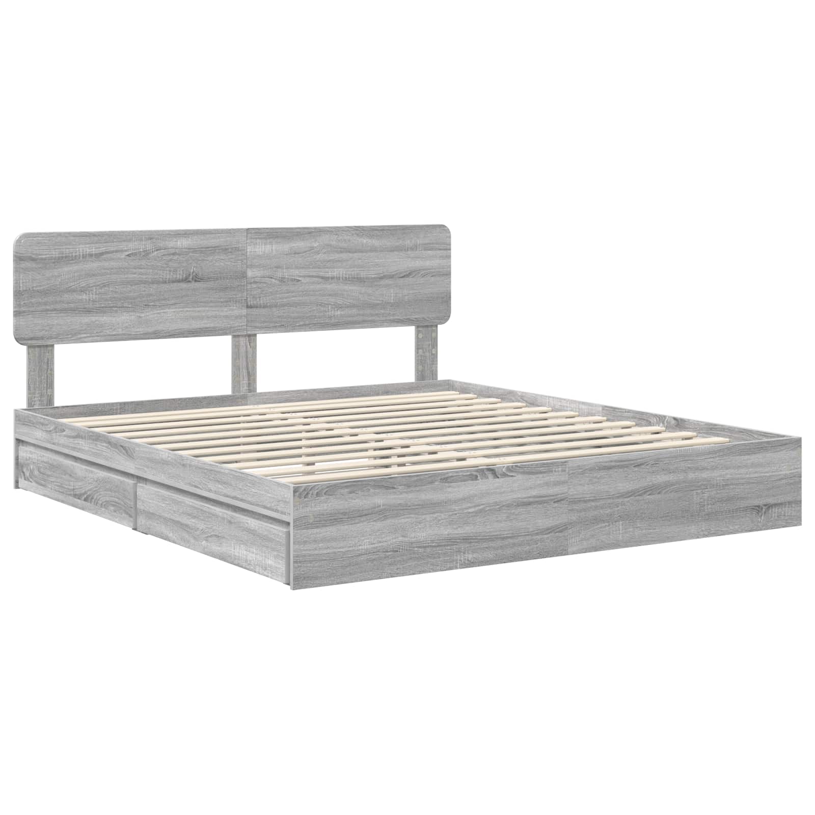 Opslag bed met lade Grijs Sonoma 180 x 200 cm Bewerkt hout is nu te koop bij PeponiXL, paradijselijk wonen!