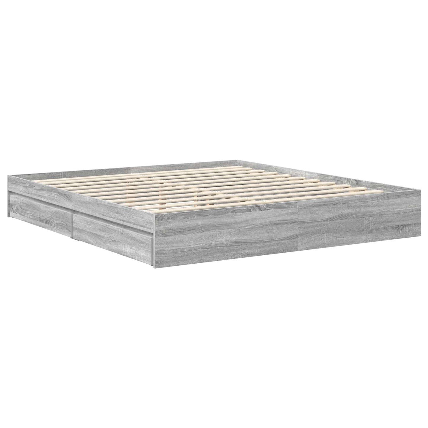 Opslag bed met lade Grijs Sonoma 180 x 200 cm Bewerkt hout is nu te koop bij PeponiXL, paradijselijk wonen!