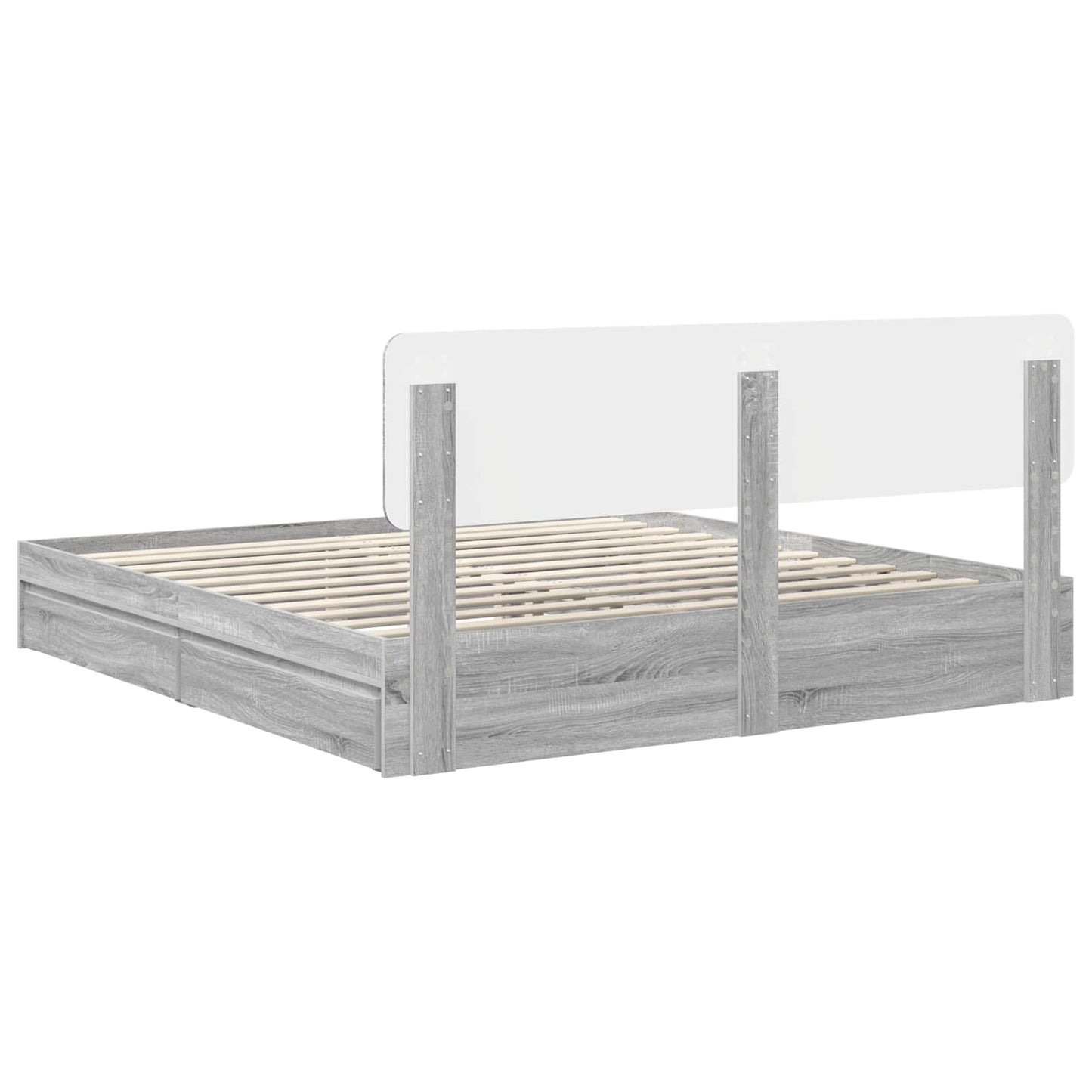 Opslag bed met lade Grijs Sonoma 180 x 200 cm Bewerkt hout is nu te koop bij PeponiXL, paradijselijk wonen!