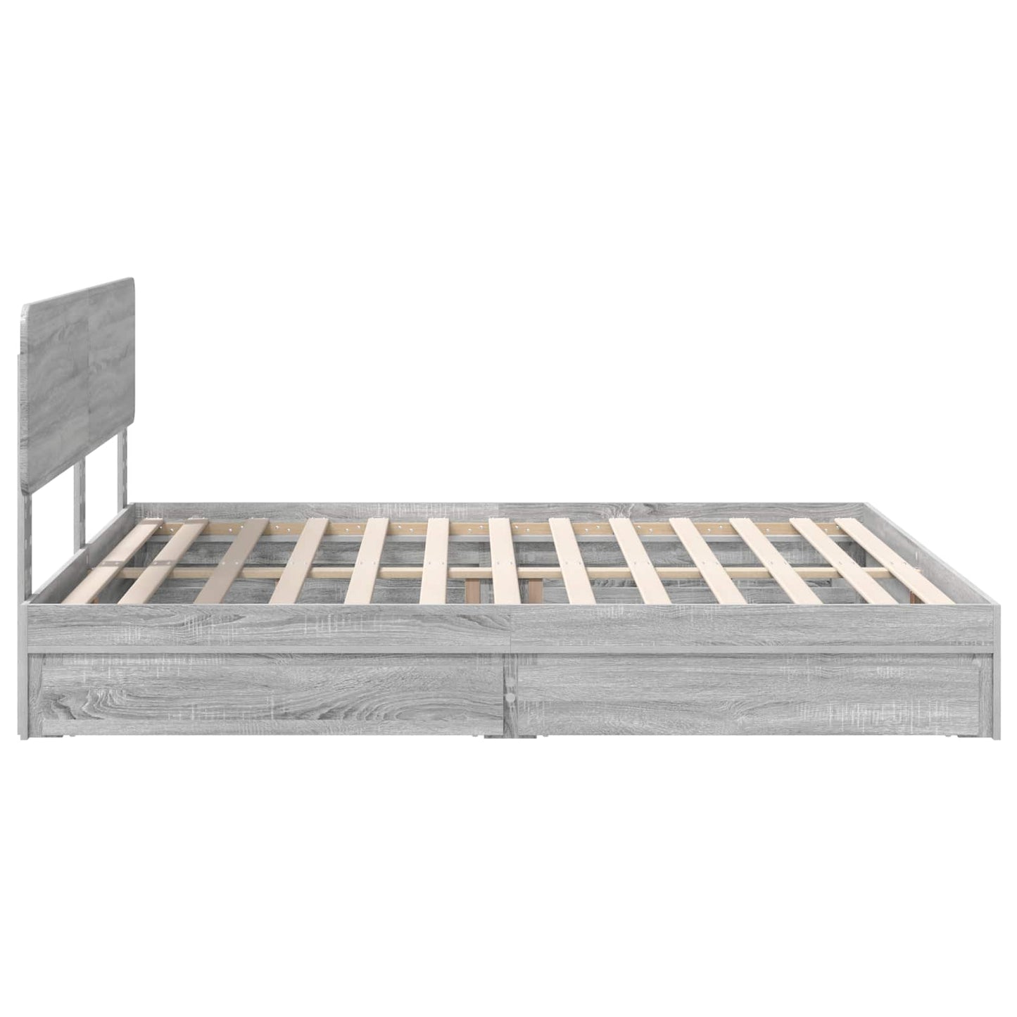 Opslag bed met lade Grijs Sonoma 180 x 200 cm Bewerkt hout is nu te koop bij PeponiXL, paradijselijk wonen!