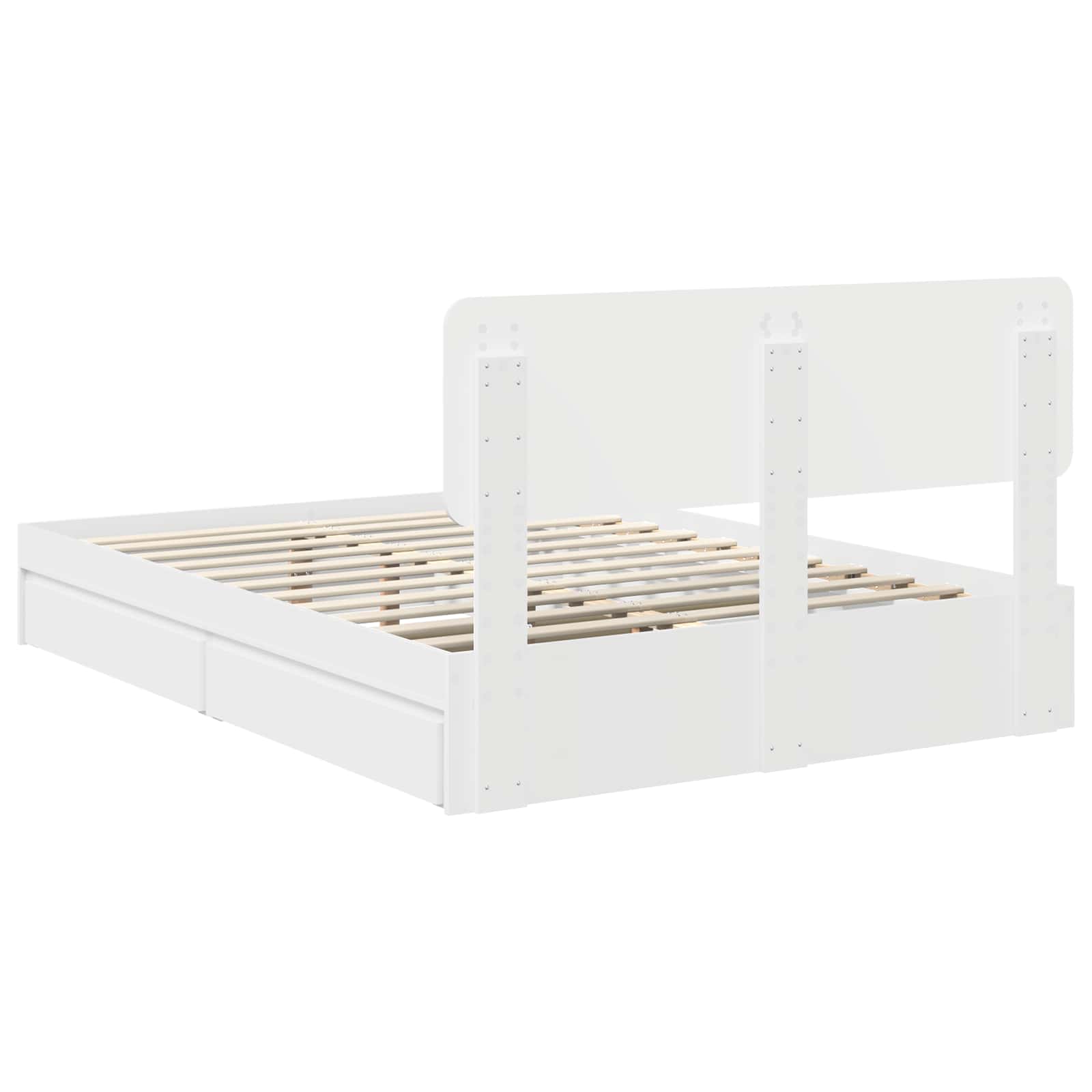 Opslag bed met hoofdeinde Wit 160 x 200 cm Bewerkt hout is nu te koop bij PeponiXL, paradijselijk wonen!
