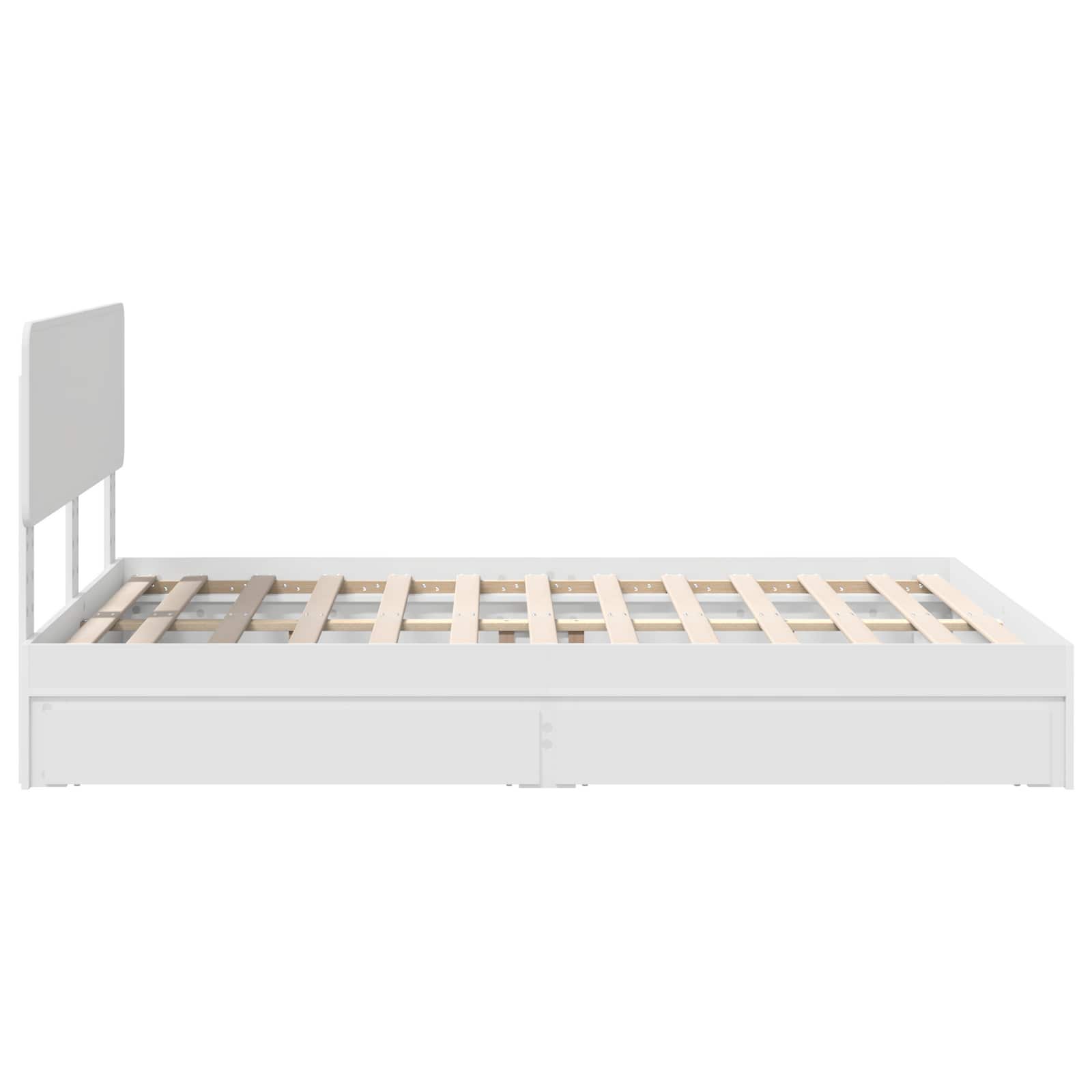 Opslag bed met hoofdeinde Wit 160 x 200 cm Bewerkt hout is nu te koop bij PeponiXL, paradijselijk wonen!
