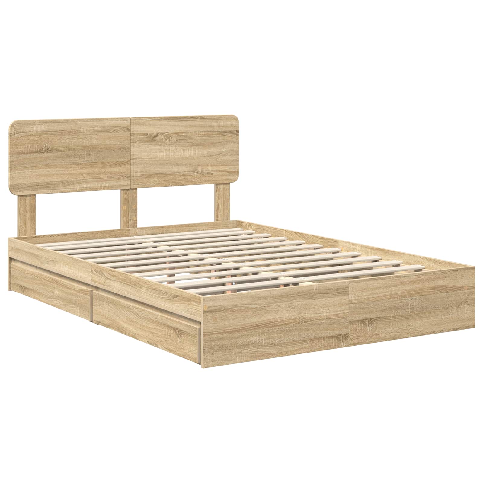 Opslag bed met lade Sonoma Eiken 160 x 200 cm Bewerkt hout is nu te koop bij PeponiXL, paradijselijk wonen!