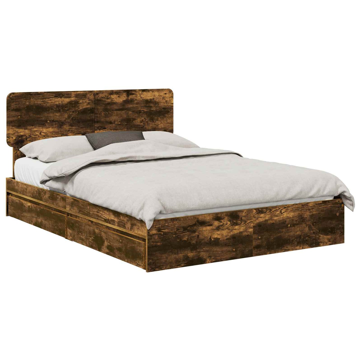 Opslag bed met lade Gerookt eiken 160 x 200 cm Bewerkt hout is nu te koop bij PeponiXL, paradijselijk wonen!
