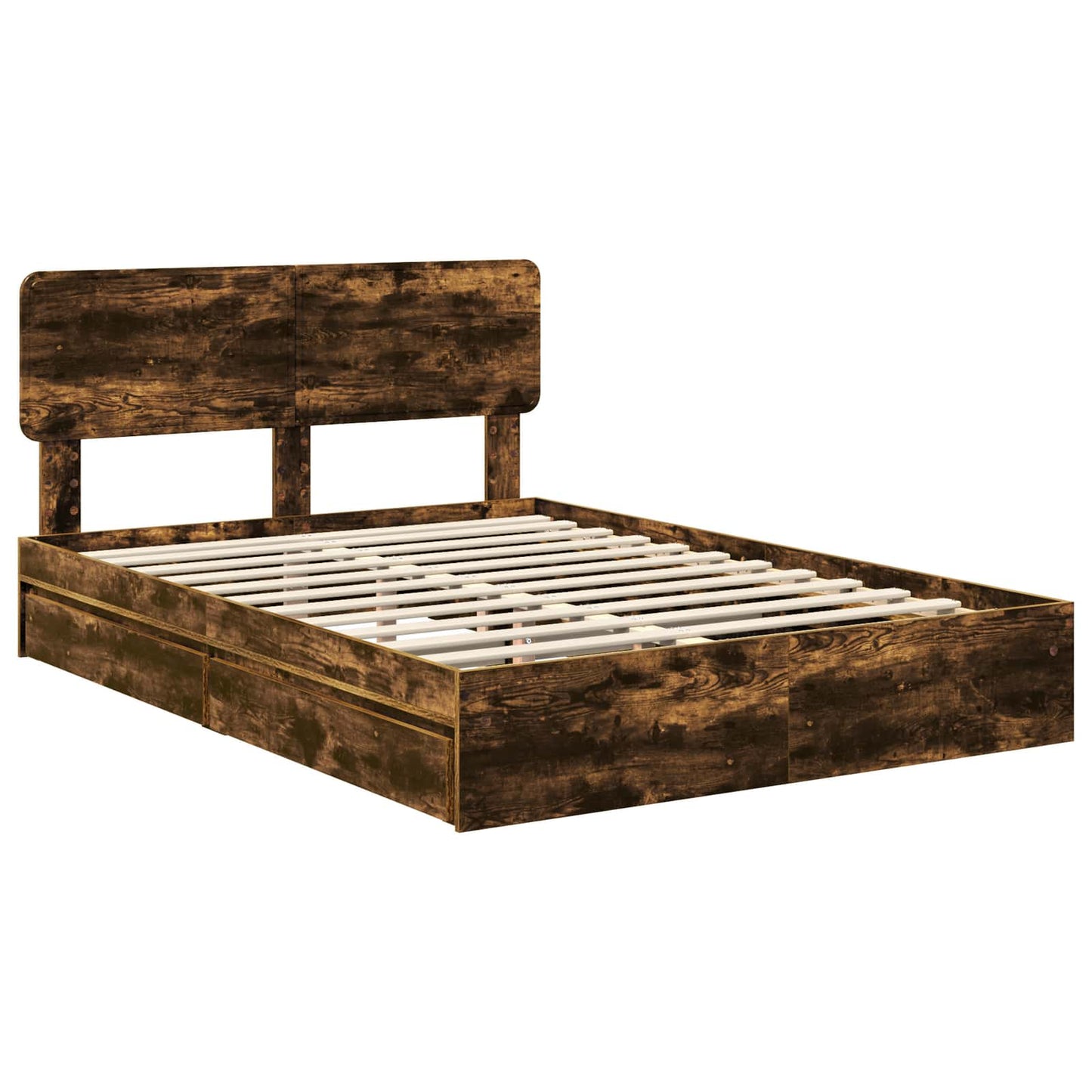 Opslag bed met lade Gerookt eiken 160 x 200 cm Bewerkt hout is nu te koop bij PeponiXL, paradijselijk wonen!