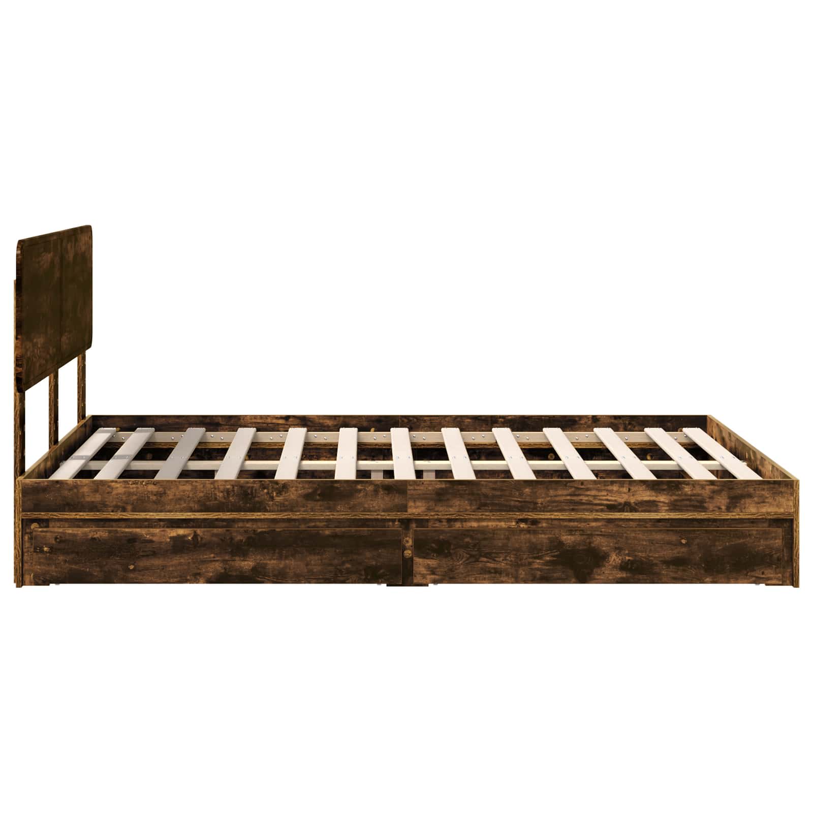 Opslag bed met lade Gerookt eiken 160 x 200 cm Bewerkt hout is nu te koop bij PeponiXL, paradijselijk wonen!