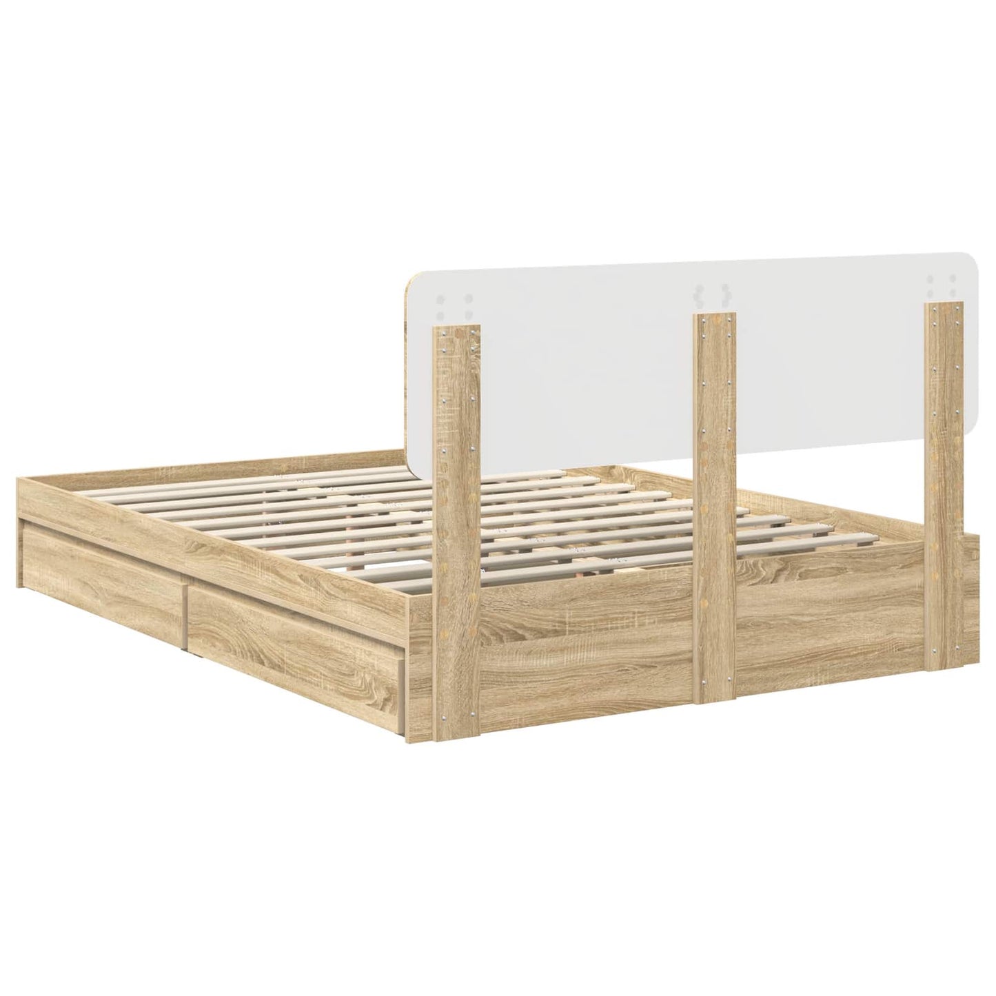 Opslag bed met lade Sonoma Eiken 150 x 200 cm Bewerkt hout is nu te koop bij PeponiXL, paradijselijk wonen!