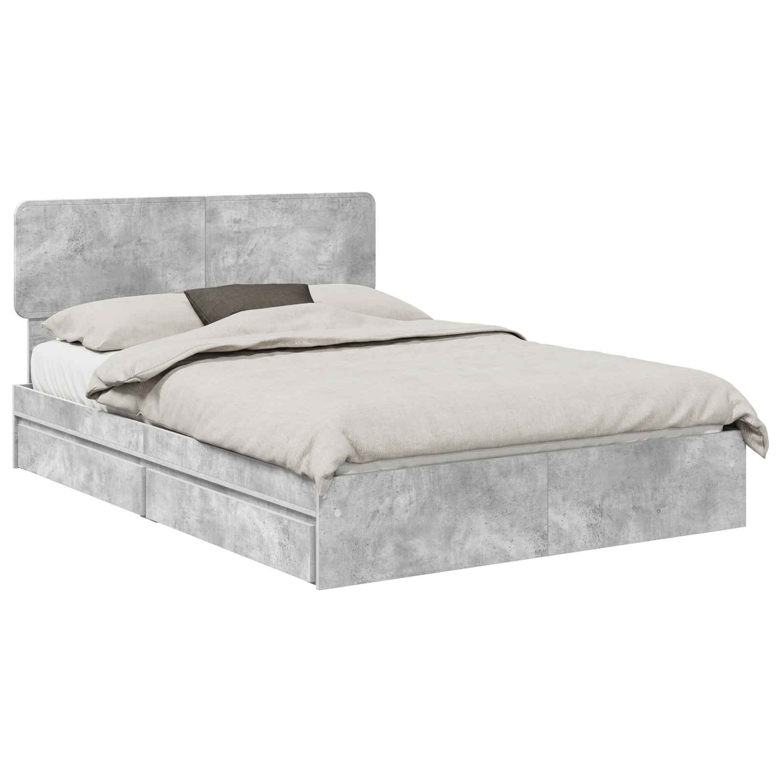 Opslag bed met hoofdeinde Beton Grijs 150 x 200 cm Bewerkt hout is nu te koop bij PeponiXL, paradijselijk wonen!