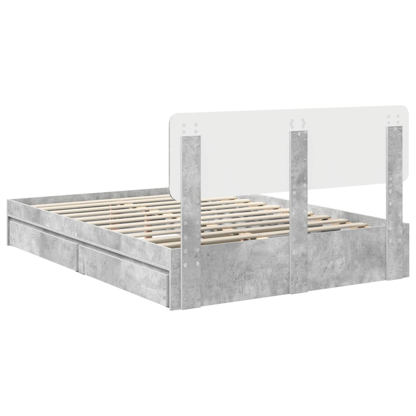 Opslag bed met hoofdeinde Beton Grijs 150 x 200 cm Bewerkt hout is nu te koop bij PeponiXL, paradijselijk wonen!