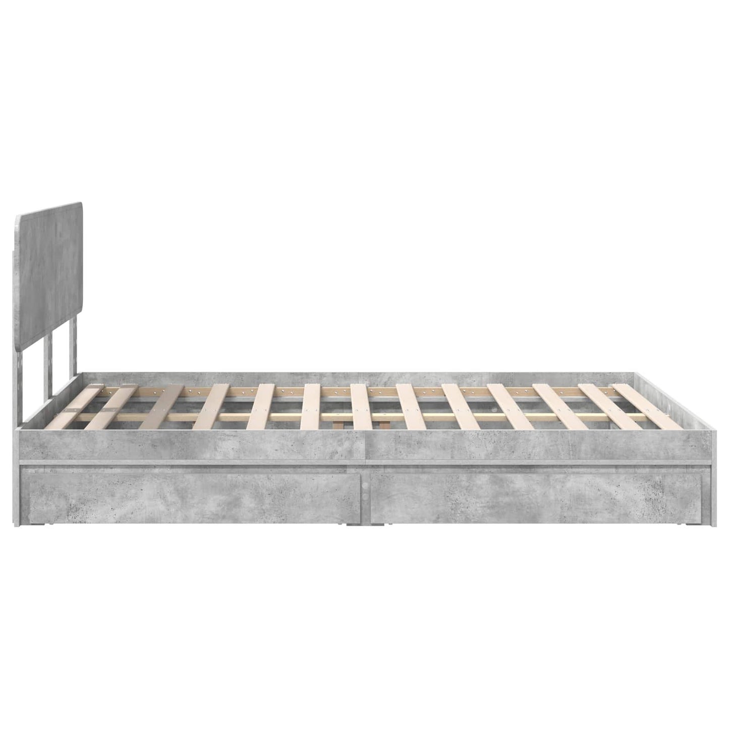 Opslag bed met hoofdeinde Beton Grijs 150 x 200 cm Bewerkt hout is nu te koop bij PeponiXL, paradijselijk wonen!