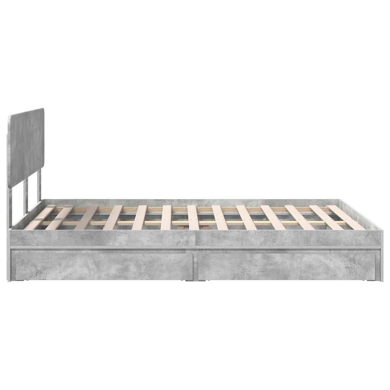 Opslag bed met hoofdeinde Beton Grijs 150 x 200 cm Bewerkt hout is nu te koop bij PeponiXL, paradijselijk wonen!