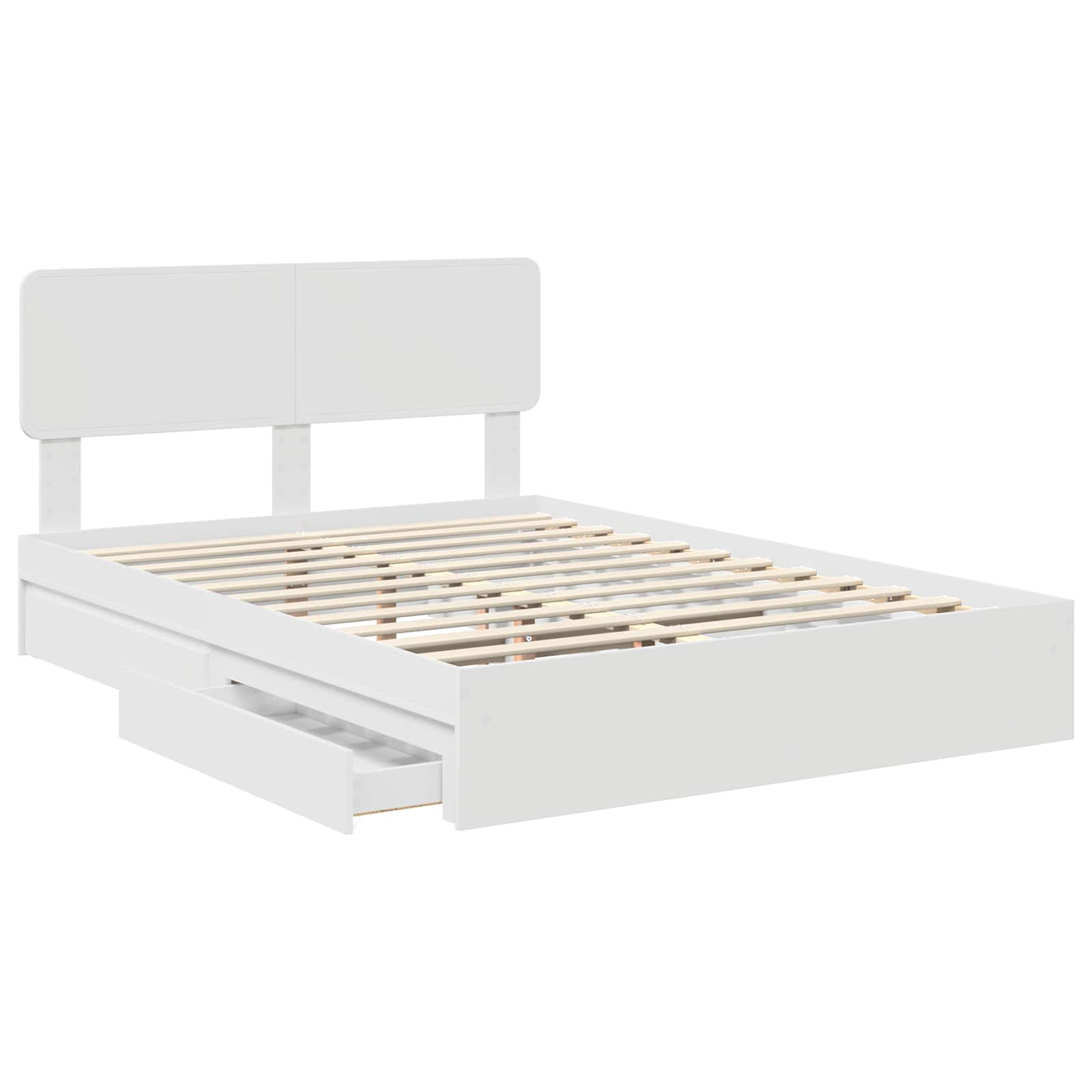 Opslag bed met hoofdeinde Wit 140 x 200 cm Bewerkt hout is nu te koop bij PeponiXL, paradijselijk wonen!