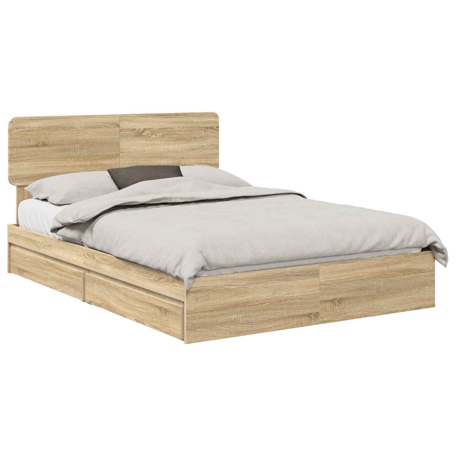 Opslag bed met lade Sonoma Eiken 140 x 200 cm Bewerkt hout is nu te koop bij PeponiXL, paradijselijk wonen!