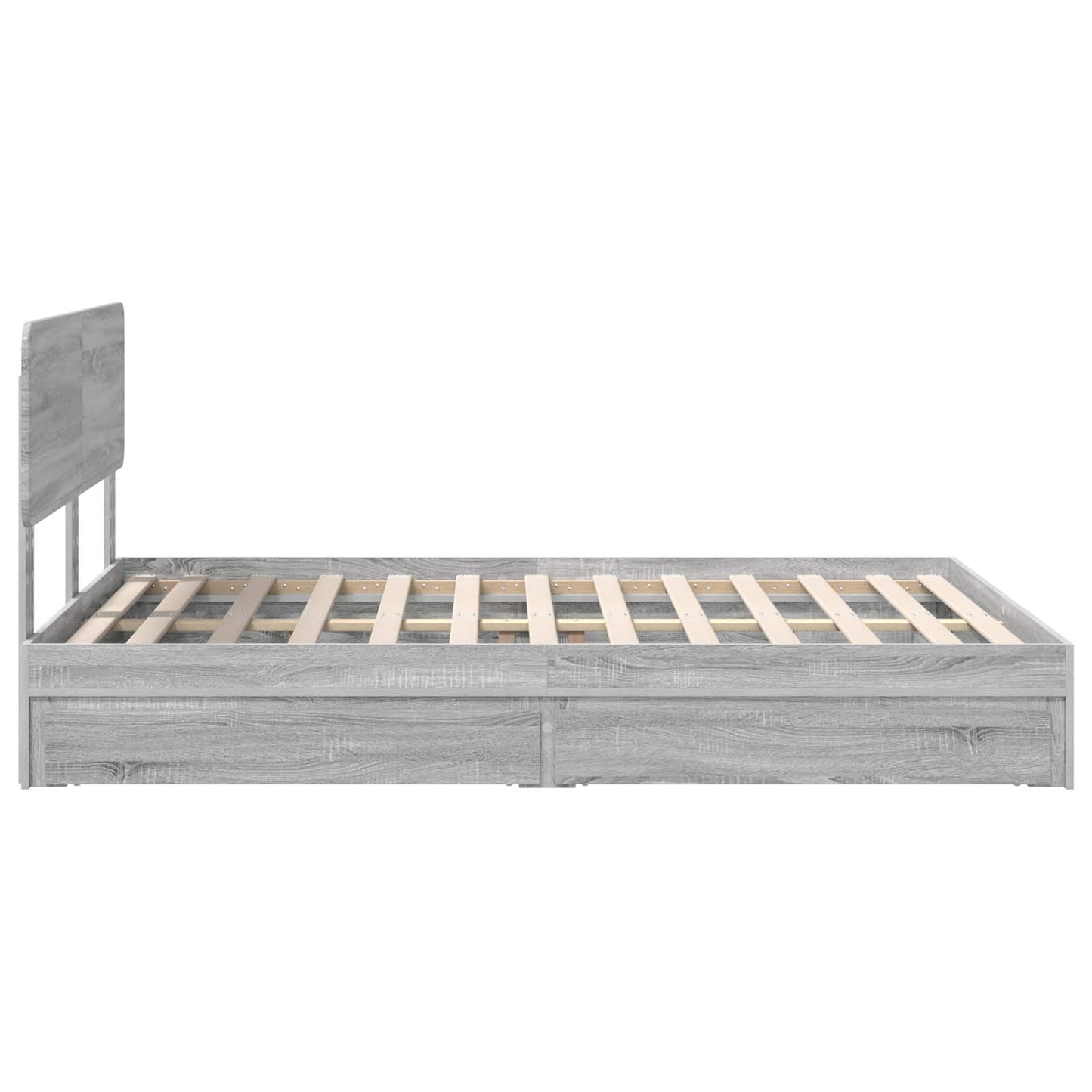 Opslag bed met lade Grijs Sonoma 140 x 200 cm Bewerkt hout is nu te koop bij PeponiXL, paradijselijk wonen!