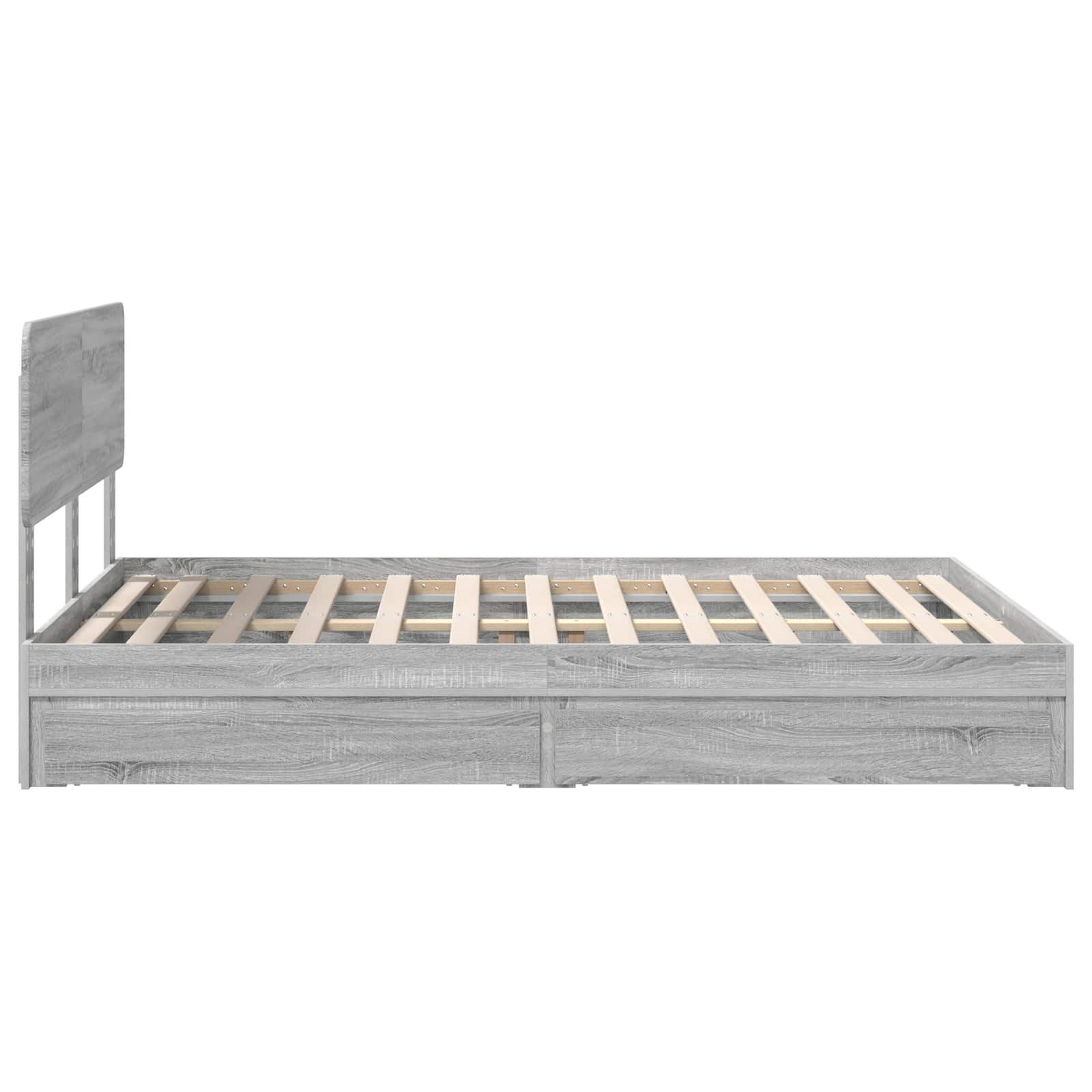 Opslag bed met lade Grijs Sonoma 140 x 200 cm Bewerkt hout is nu te koop bij PeponiXL, paradijselijk wonen!