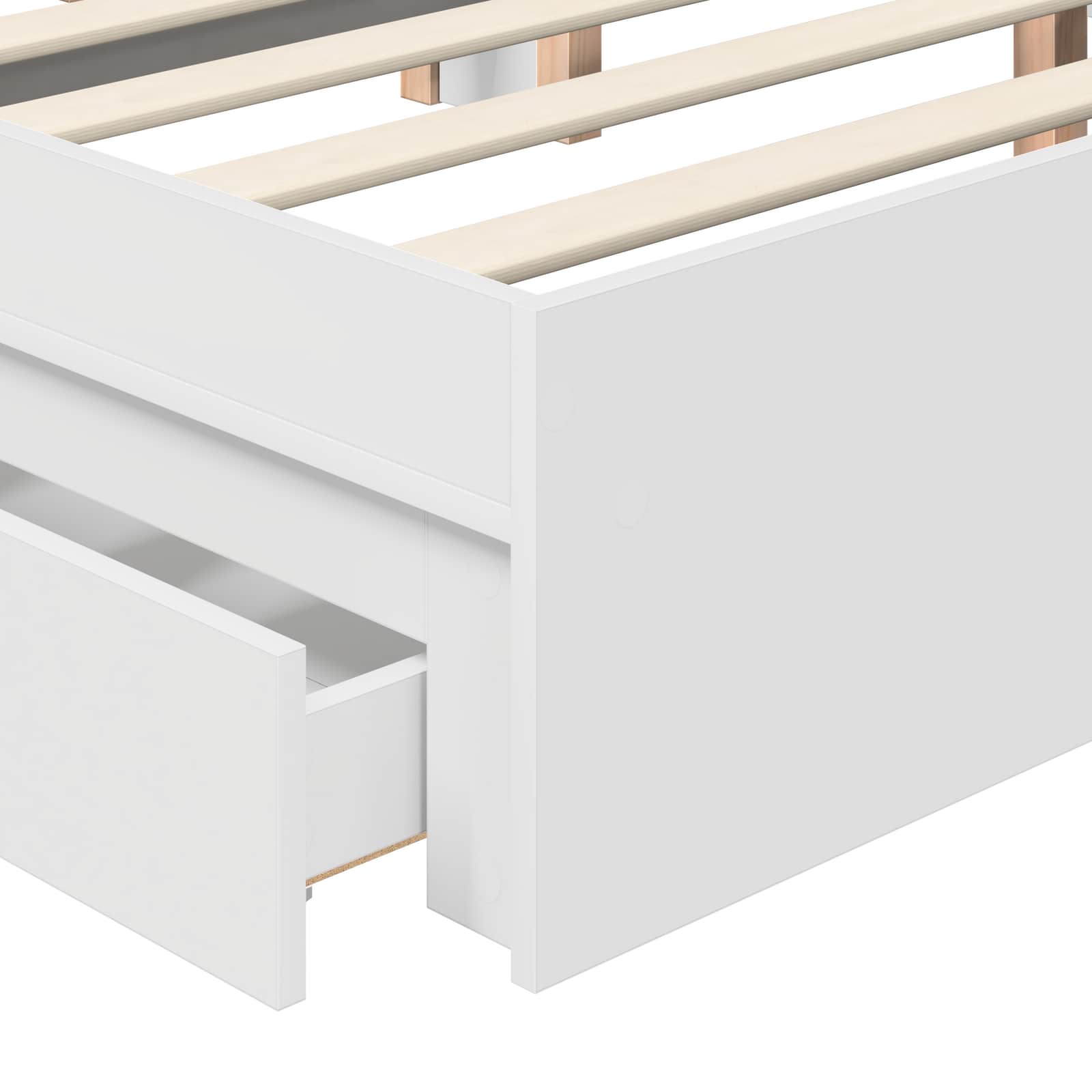 Opslag bed met hoofdeinde Wit 140 x 190 cm Bewerkt hout is nu te koop bij PeponiXL, paradijselijk wonen!