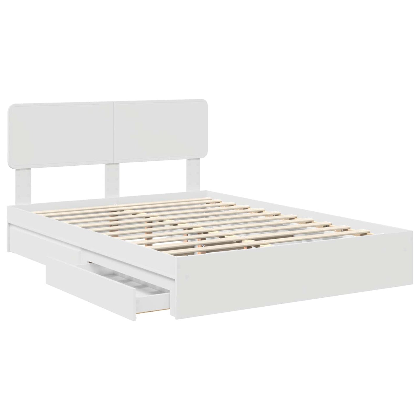 Opslag bed met hoofdeinde Wit 140 x 190 cm Bewerkt hout is nu te koop bij PeponiXL, paradijselijk wonen!