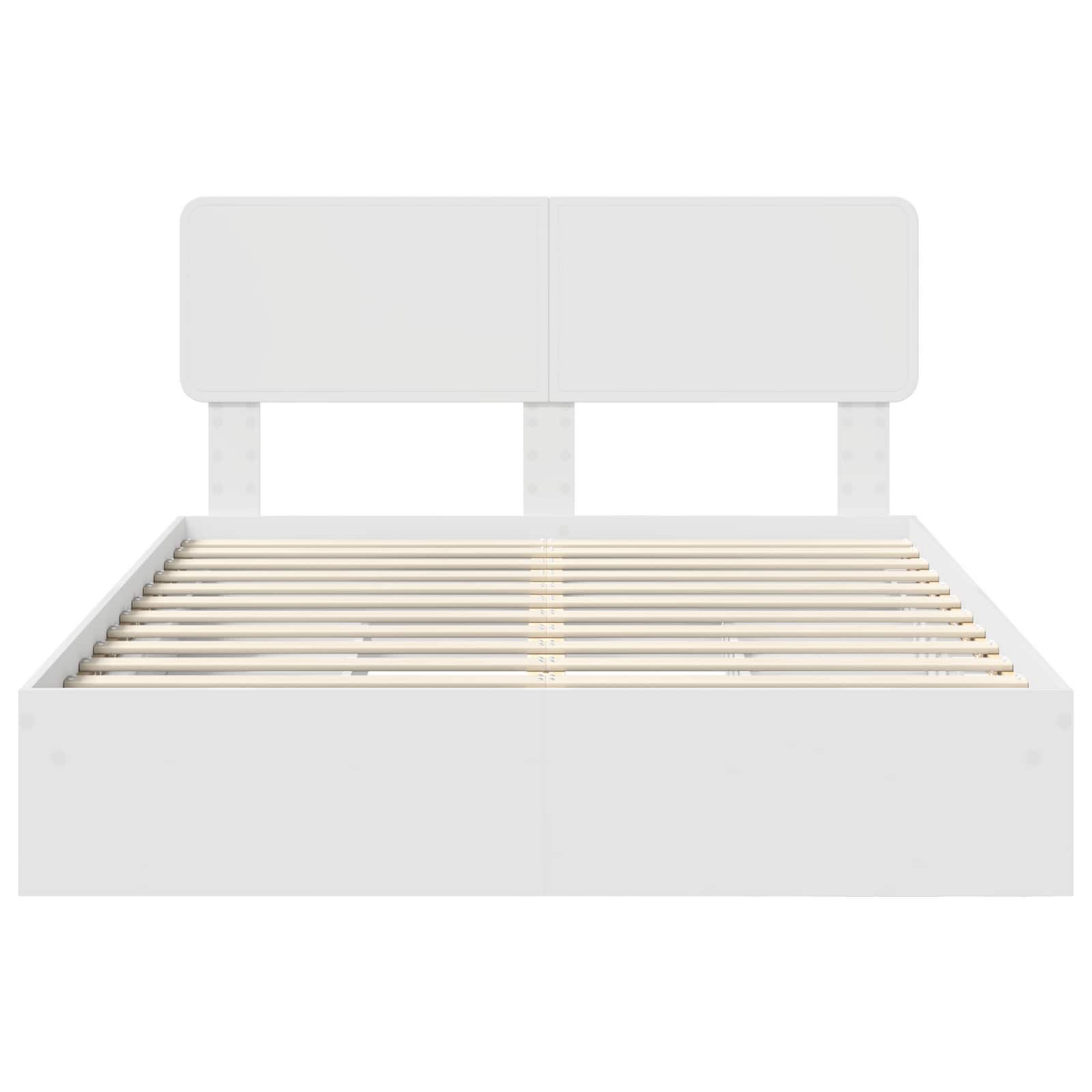 Opslag bed met hoofdeinde Wit 140 x 190 cm Bewerkt hout is nu te koop bij PeponiXL, paradijselijk wonen!