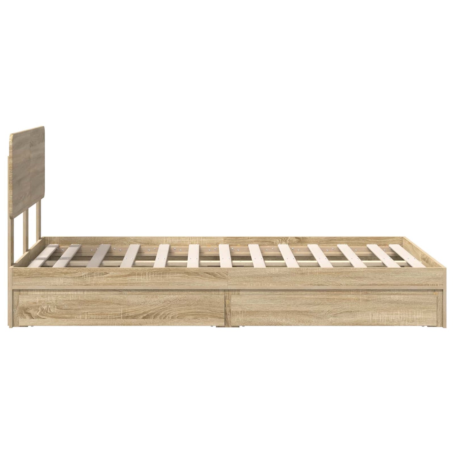 Opslag bed met lade Sonoma Eiken 135 x 190 cm Bewerkt hout is nu te koop bij PeponiXL, paradijselijk wonen!