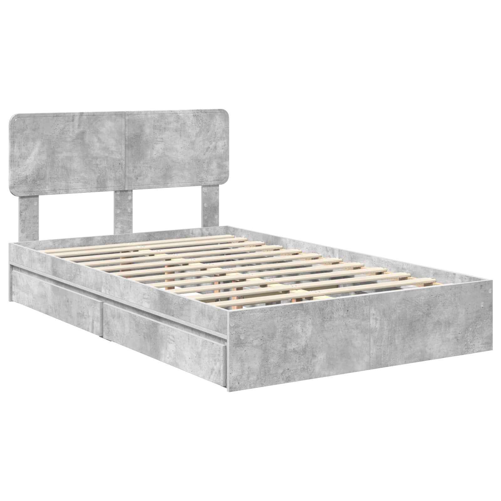 Opslag bed met hoofdeinde Beton Grijs 135 x 190 cm Bewerkt hout is nu te koop bij PeponiXL, paradijselijk wonen!