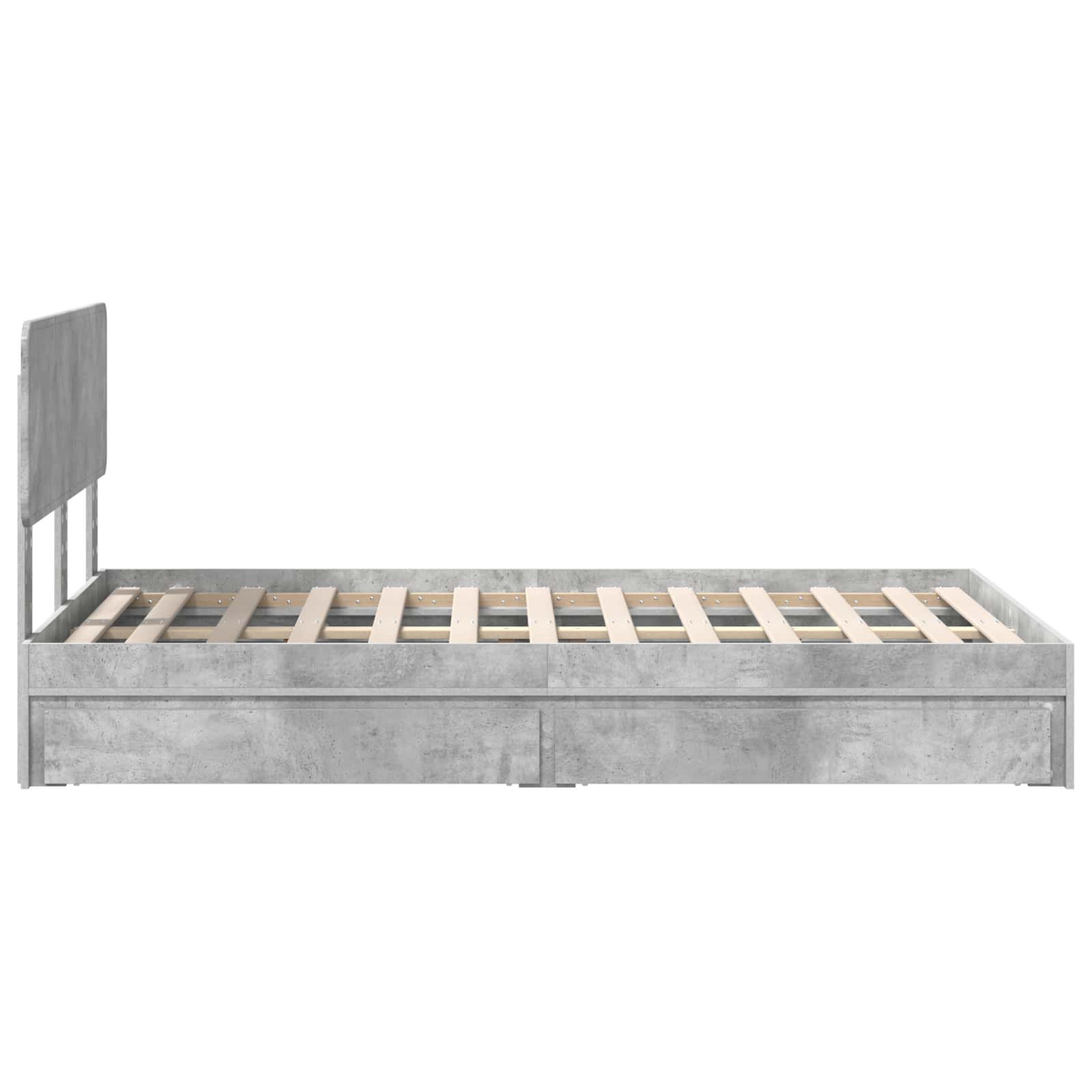 Opslag bed met hoofdeinde Beton Grijs 135 x 190 cm Bewerkt hout is nu te koop bij PeponiXL, paradijselijk wonen!