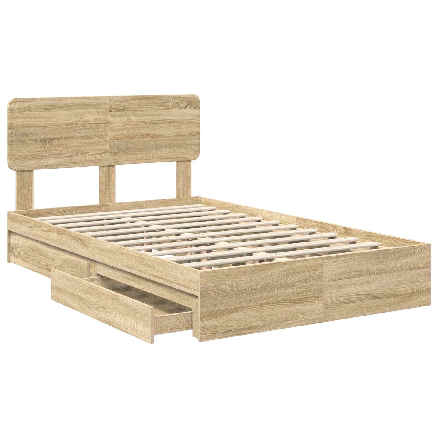 Opslag bed met lade Sonoma Eiken 120 x 200 cm Bewerkt hout is nu te koop bij PeponiXL, paradijselijk wonen!