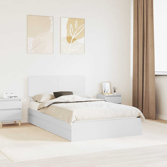 Opslag bed met lade met opslag Wit 120 x 190 cm Bewerkt hout is nu te koop bij PeponiXL, paradijselijk wonen!