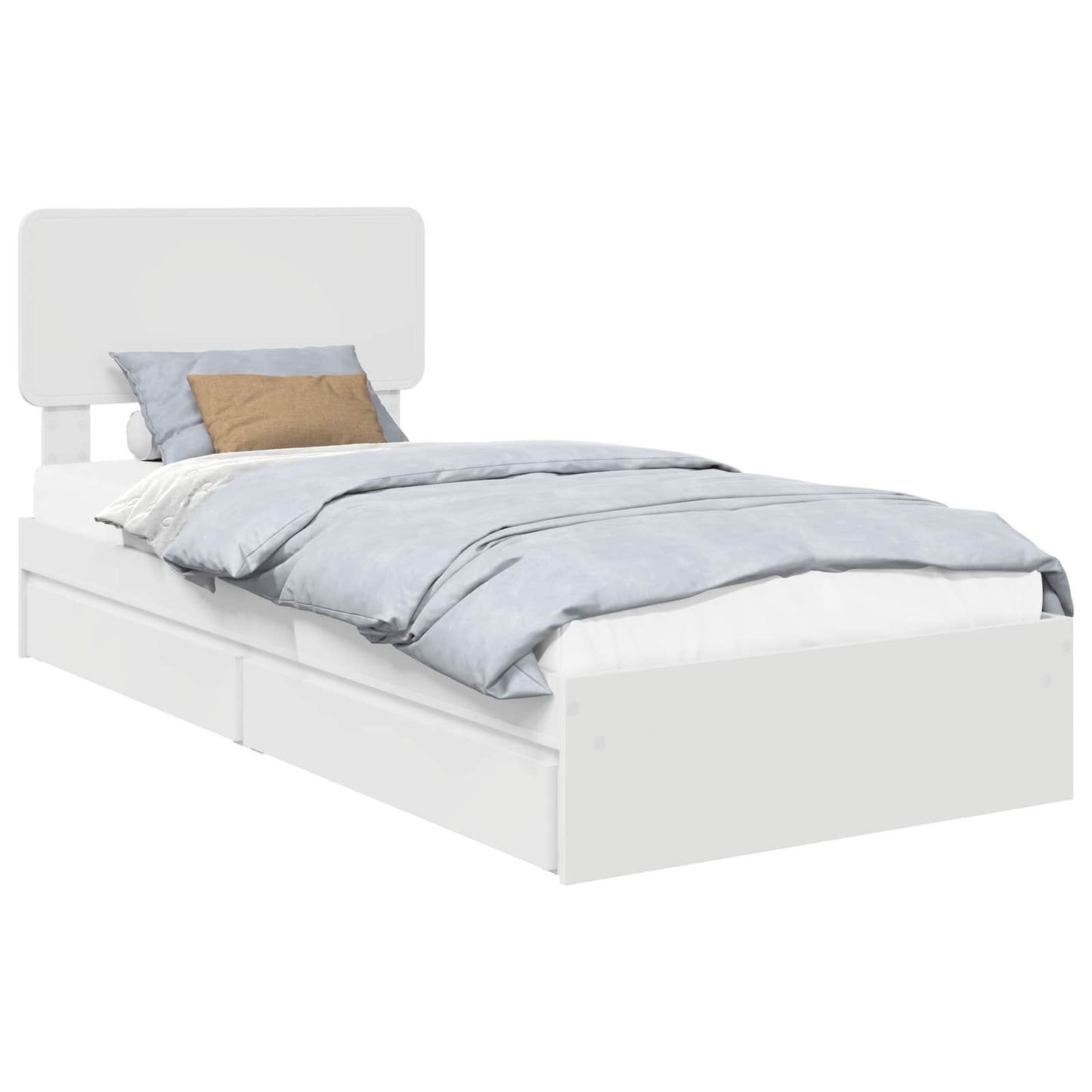 Opslag bed met hoofdeinde met lade Wit 90 x 200 cm Bewerkt hout is nu te koop bij PeponiXL, paradijselijk wonen!