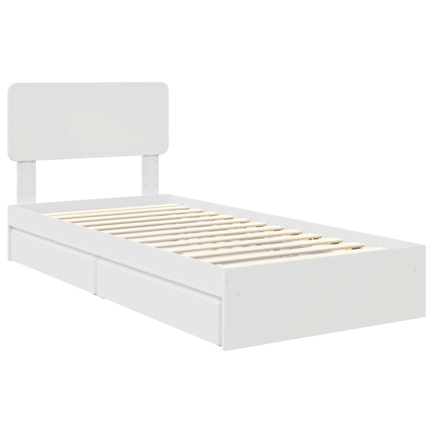 Opslag bed met hoofdeinde met lade Wit 90 x 200 cm Bewerkt hout is nu te koop bij PeponiXL, paradijselijk wonen!