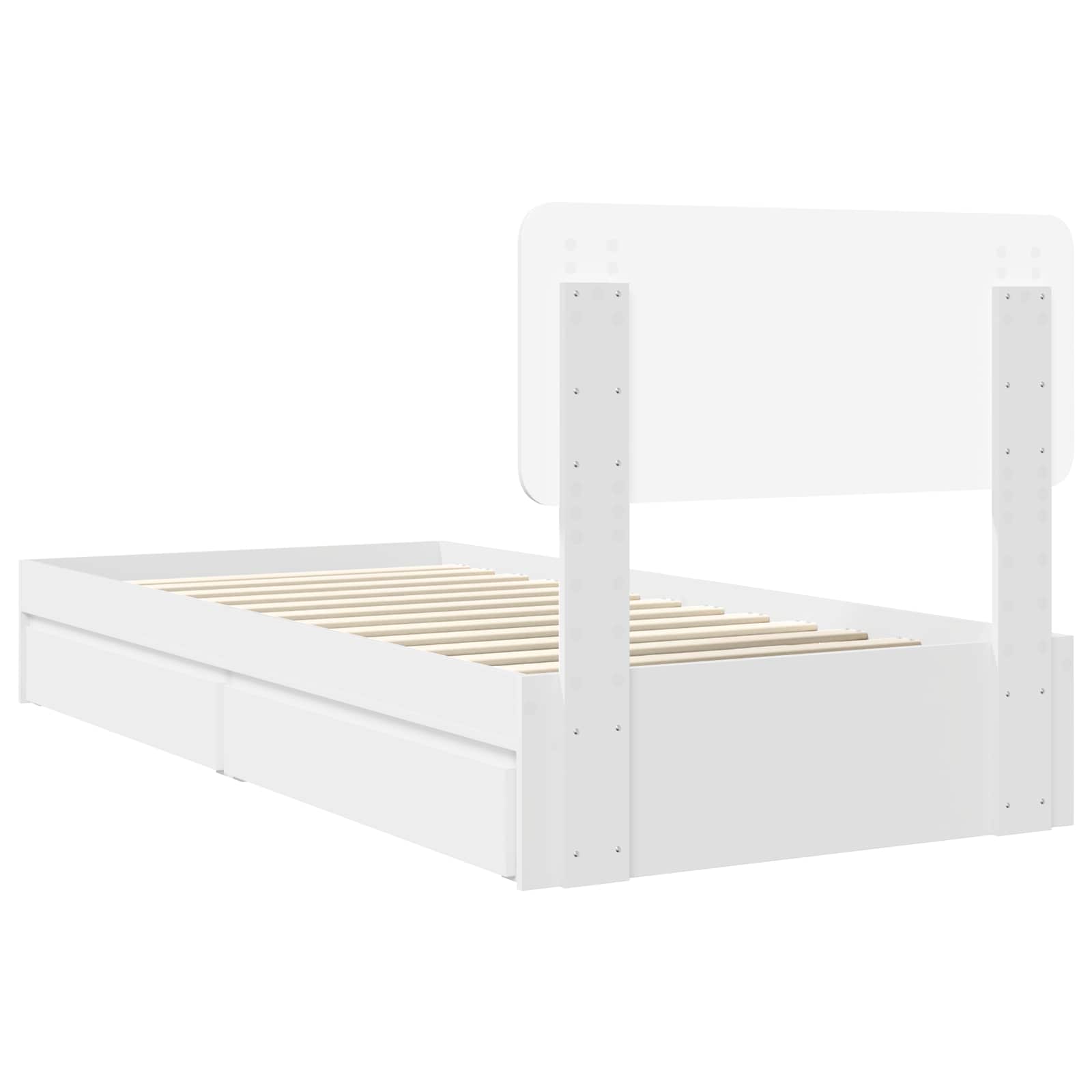 Opslag bed met hoofdeinde met lade Wit 90 x 200 cm Bewerkt hout is nu te koop bij PeponiXL, paradijselijk wonen!