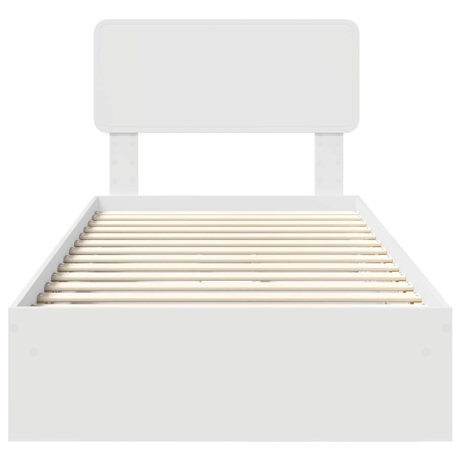 Opslag bed met hoofdeinde met lade Wit 90 x 200 cm Bewerkt hout is nu te koop bij PeponiXL, paradijselijk wonen!