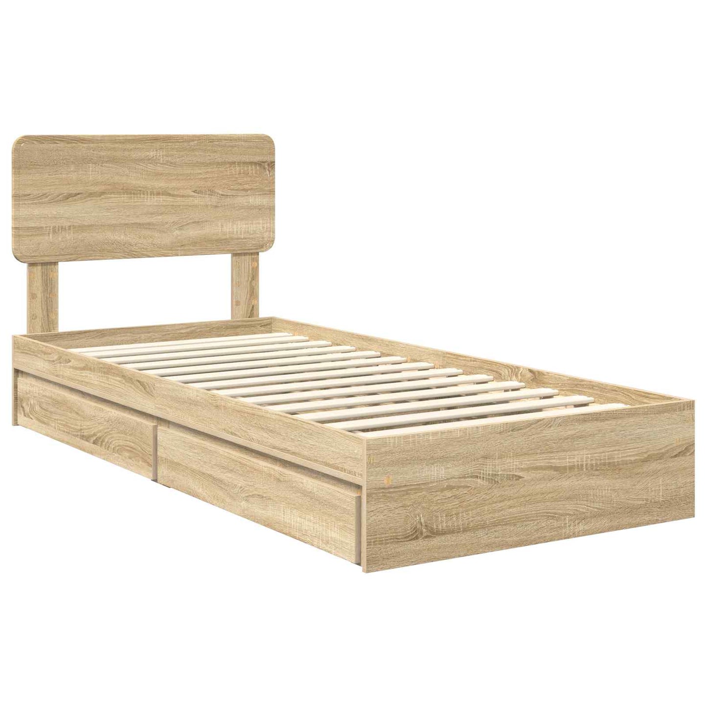 Opslag bed met hoofdeinde Sonoma Eiken 90 x 200 cm Bewerkt hout is nu te koop bij PeponiXL, paradijselijk wonen!
