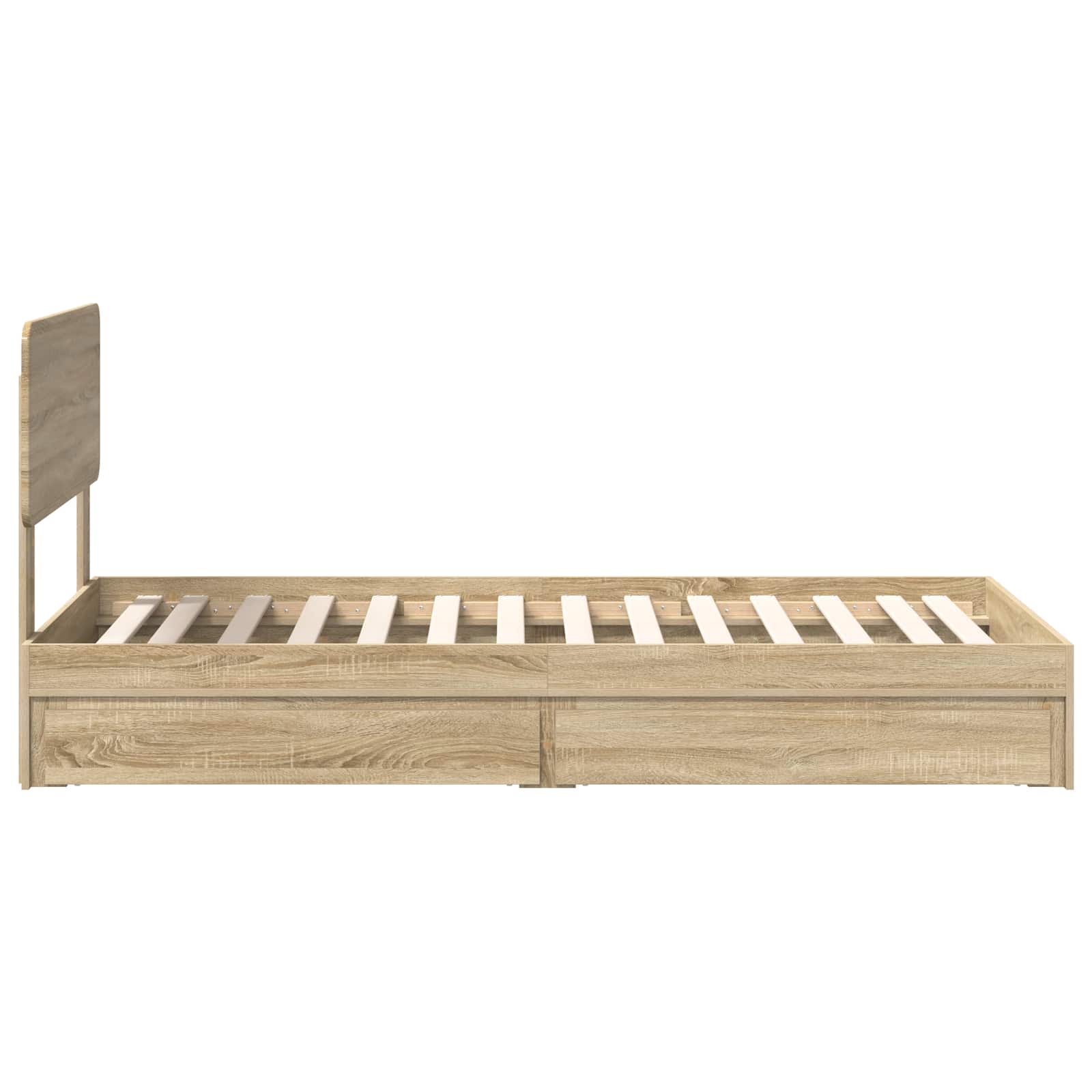 Opslag bed met hoofdeinde Sonoma Eiken 90 x 200 cm Bewerkt hout is nu te koop bij PeponiXL, paradijselijk wonen!