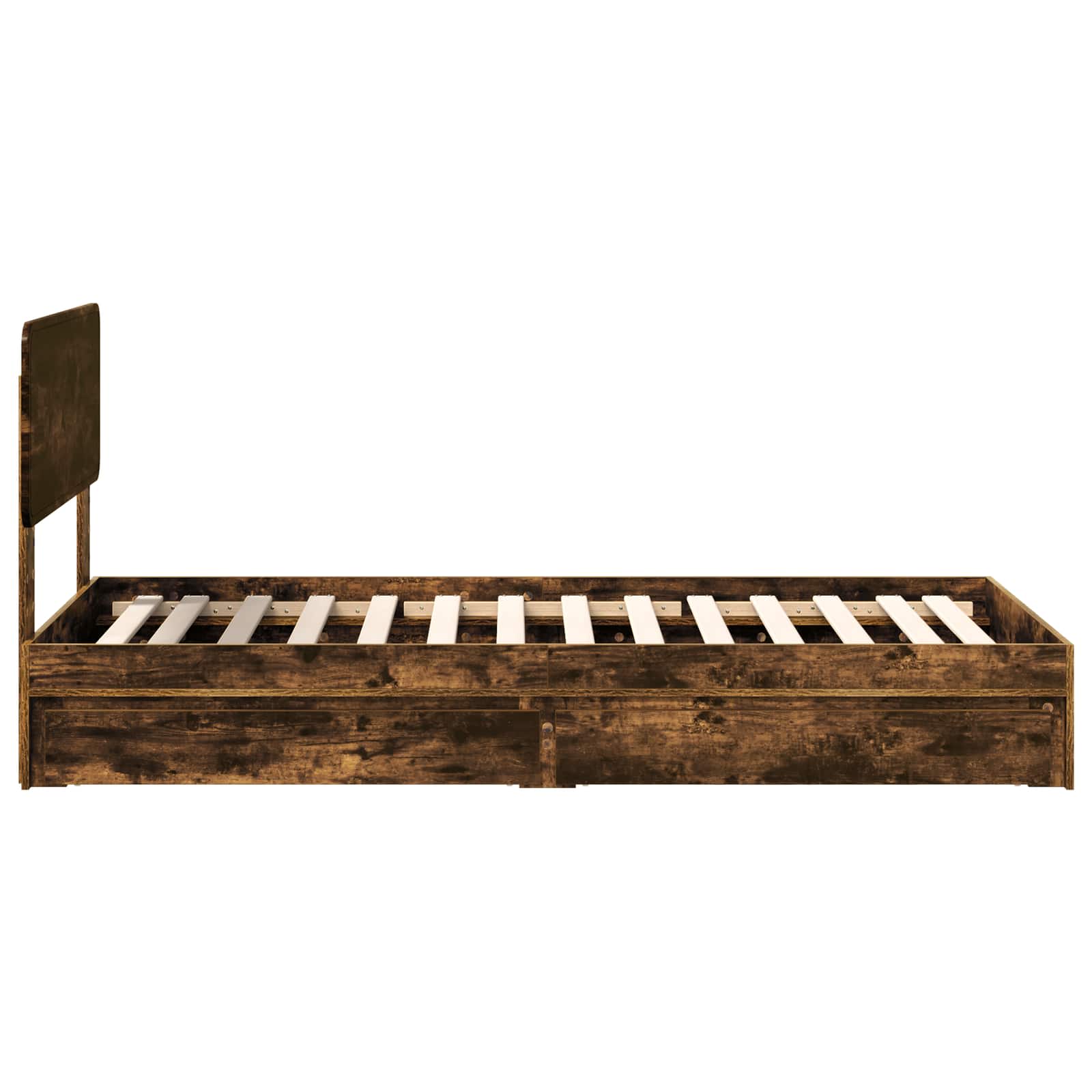 Opslag bed met lade Gerookt eiken 90 x 200 cm Bewerkt hout is nu te koop bij PeponiXL, paradijselijk wonen!