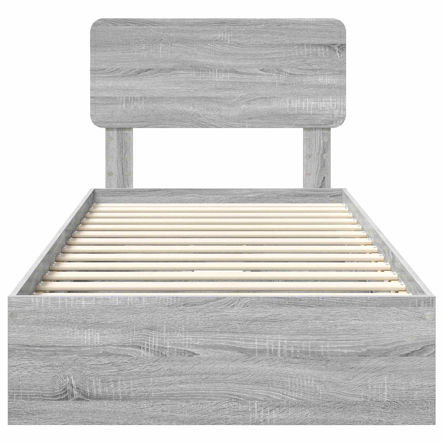 Opslag bed met hoofdeinde Grijs Sonoma 90 x 200 cm Bewerkt hout is nu te koop bij PeponiXL, paradijselijk wonen!