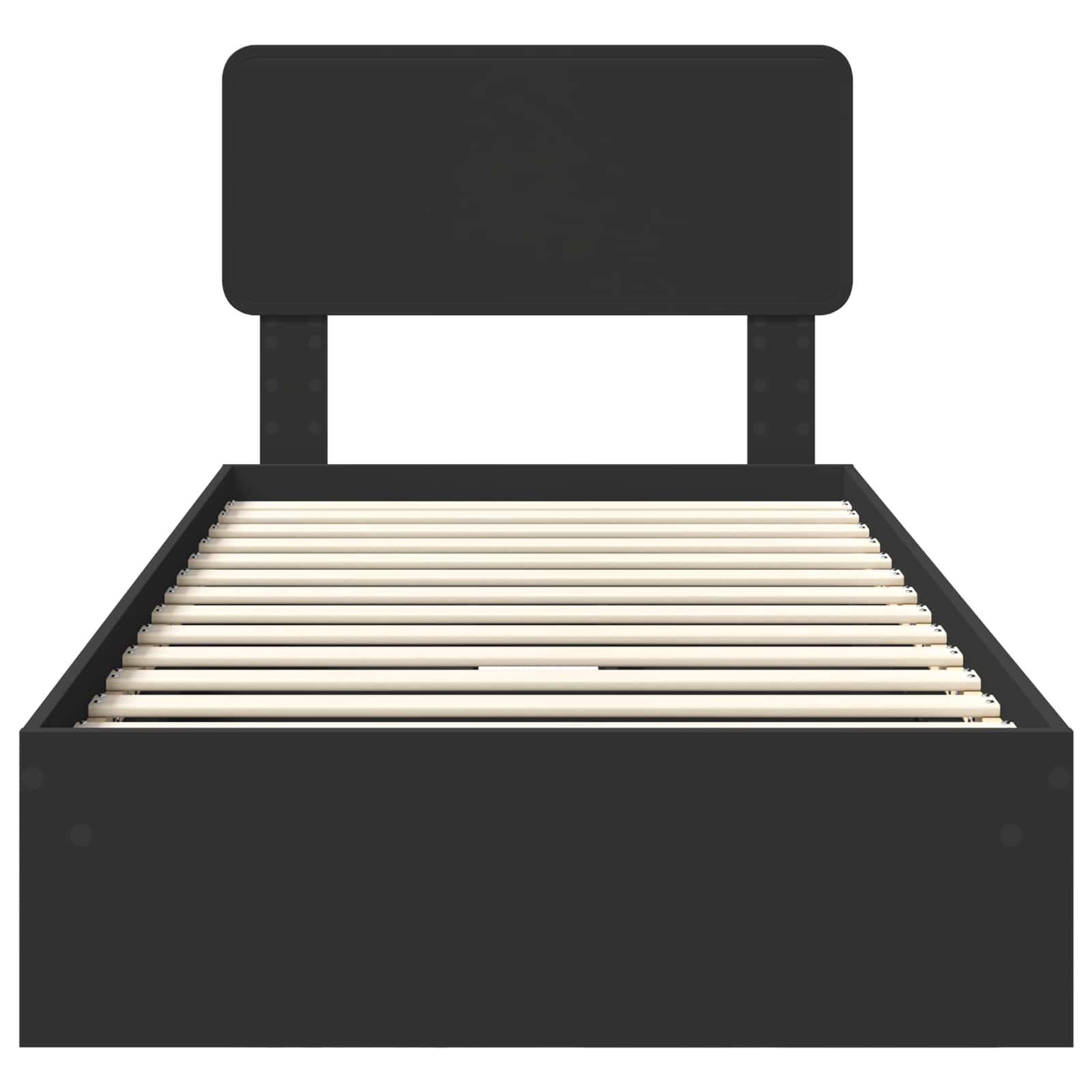Opslag bed met hoofdeinde Zwart 90 x 190 cm Bewerkt hout is nu te koop bij PeponiXL, paradijselijk wonen!