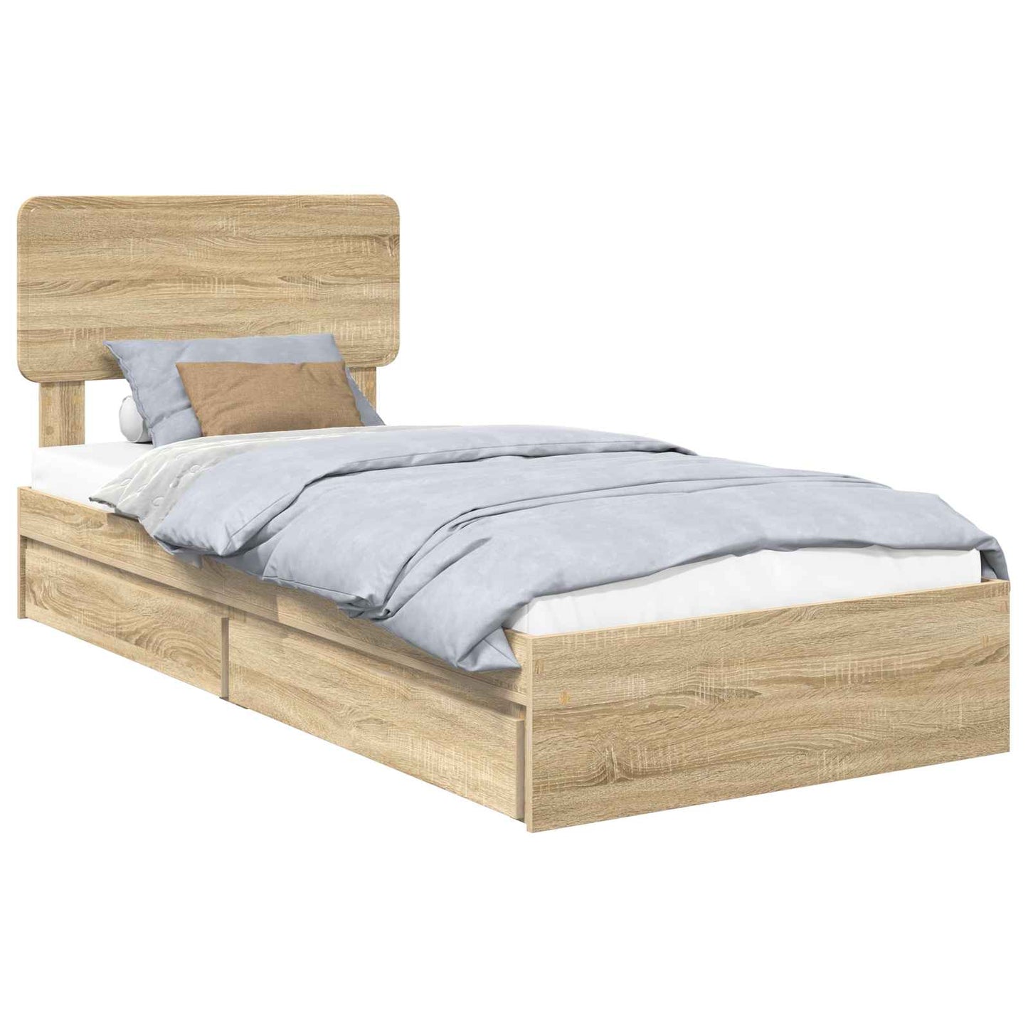 Opslag bed met hoofdeinde Sonoma Eiken 90 x 190 cm Bewerkt hout is nu te koop bij PeponiXL, paradijselijk wonen!
